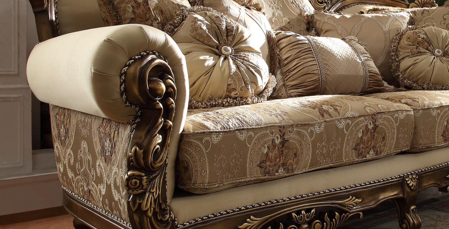 

                    
Homey Design Furniture HD-506 – SOFA Sofa Gold/Brown Fabric Purchase 
