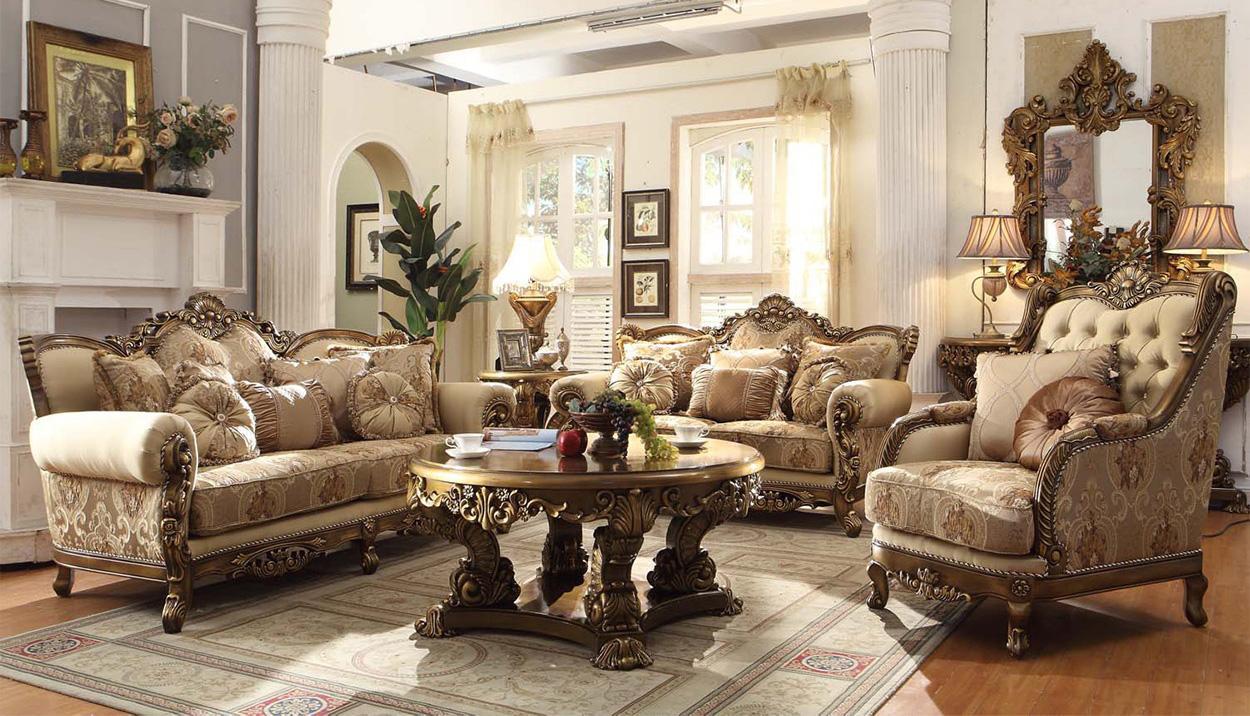 

    
HD-S506 Met Ant Gold & Perfect Brown Sofa Traditional Homey Design HD-506
