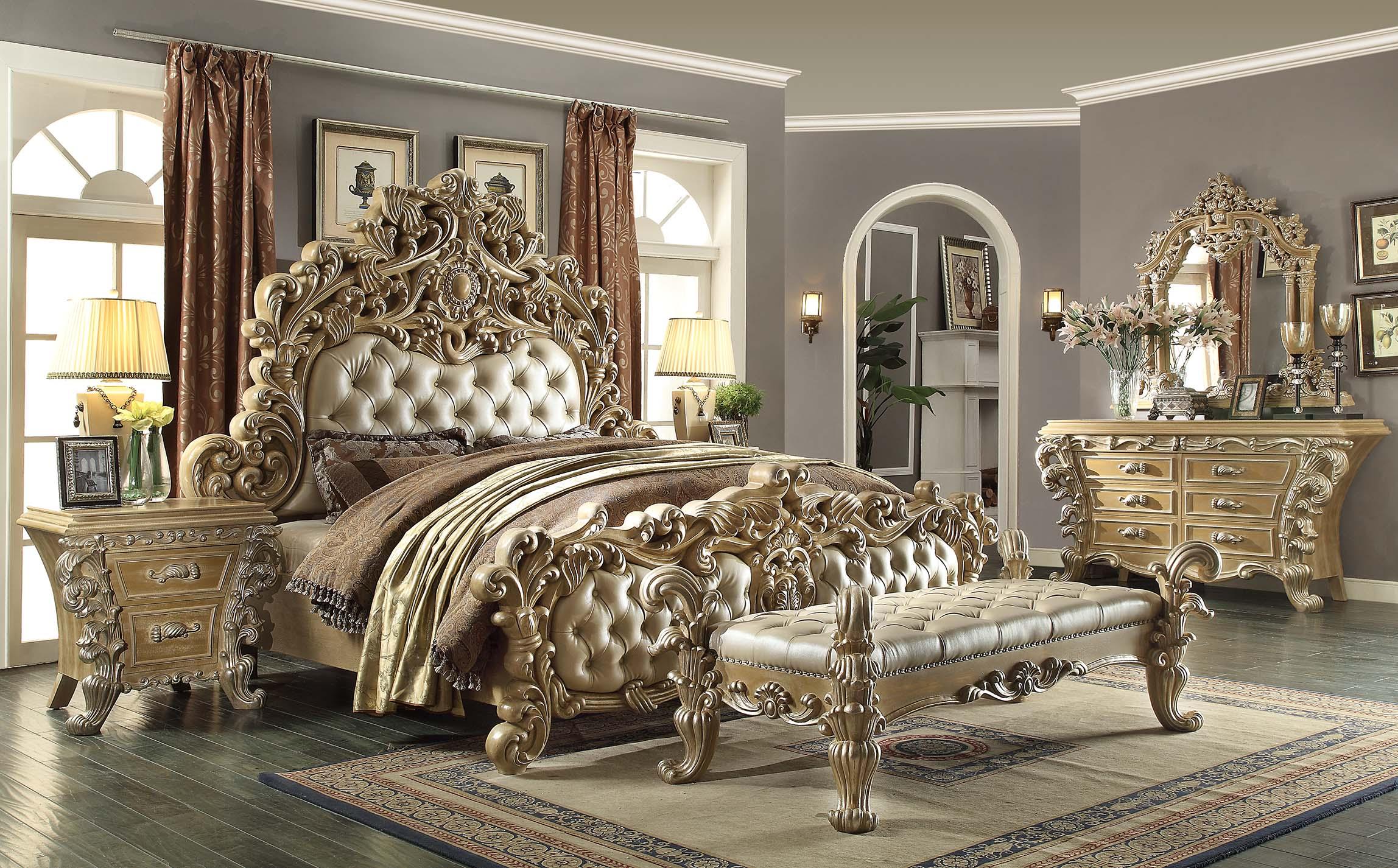 

                    
Homey Design Furniture HD-7012 Panel Bedroom Set Antique Silver Leather Purchase 
