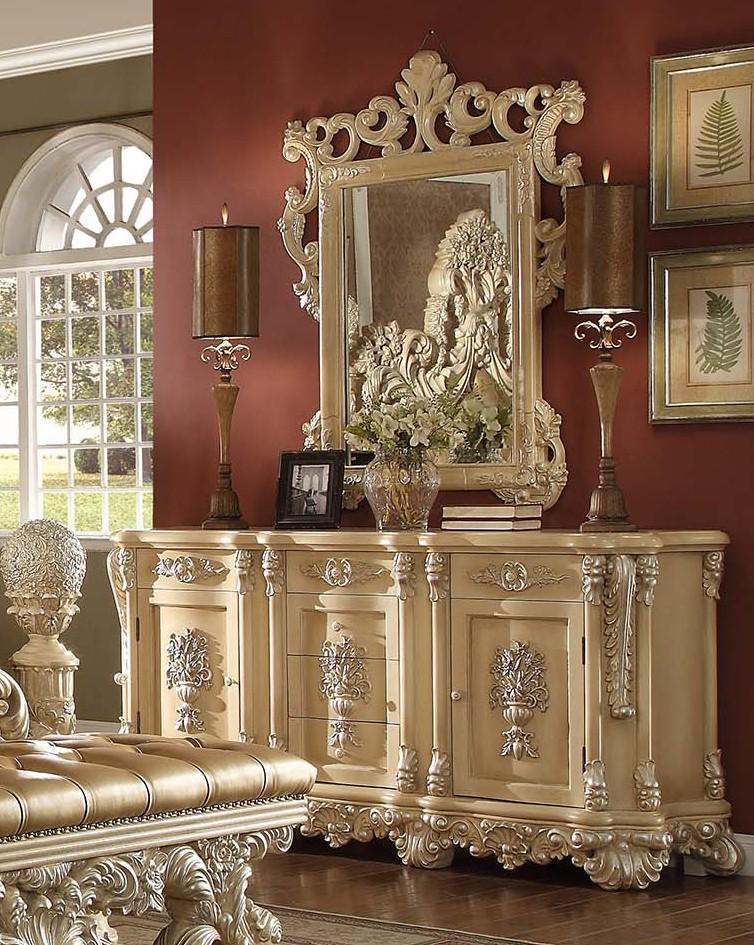 

    
Luxury Antique Gold Dresser & Mirror Set 2Pcs Traditional Homey Design HD-7266

