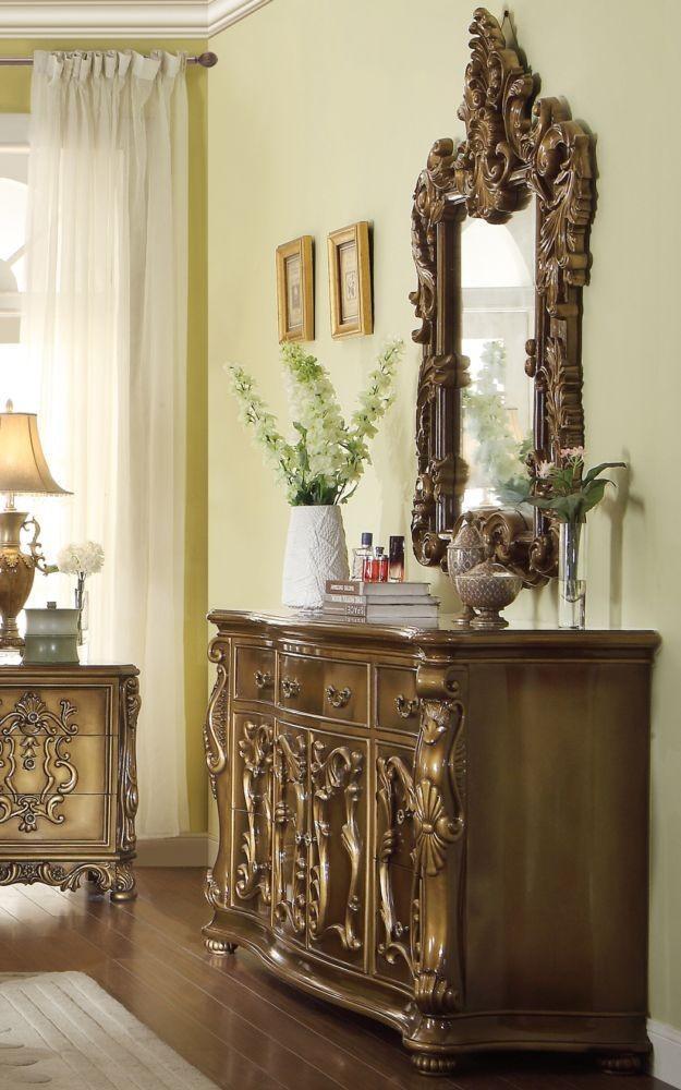 

    
Met Ant Gold & Perfect Brown Dresser & Mirror Traditional Homey Design HD-8008
