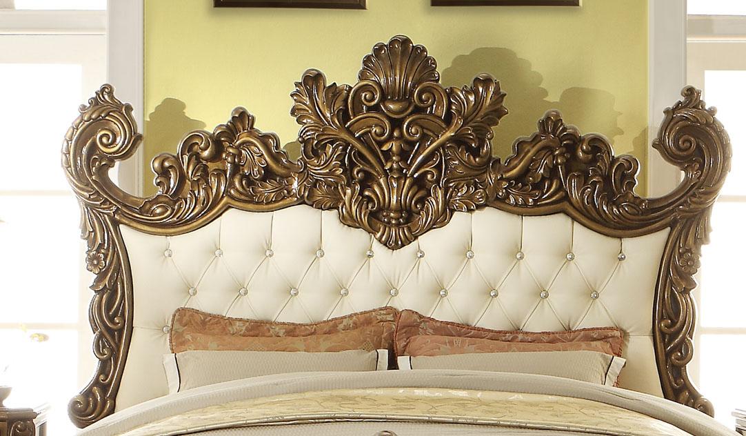 

    
Royal AntIque Gold & Perfect Brown CAL King Bed Homey Design HD-8008
