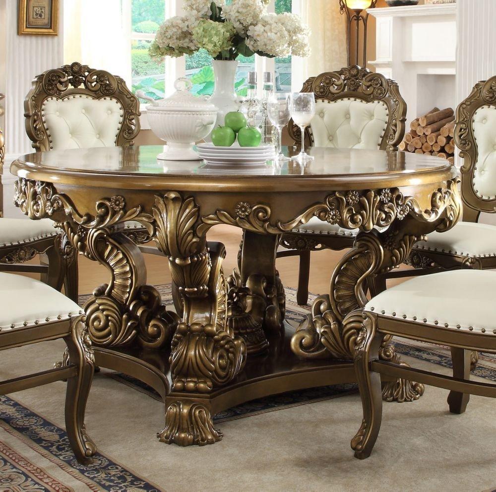 Traditional Dining Table HD-8008 – DINING TABLE HD-D8008 in Golden Brown 