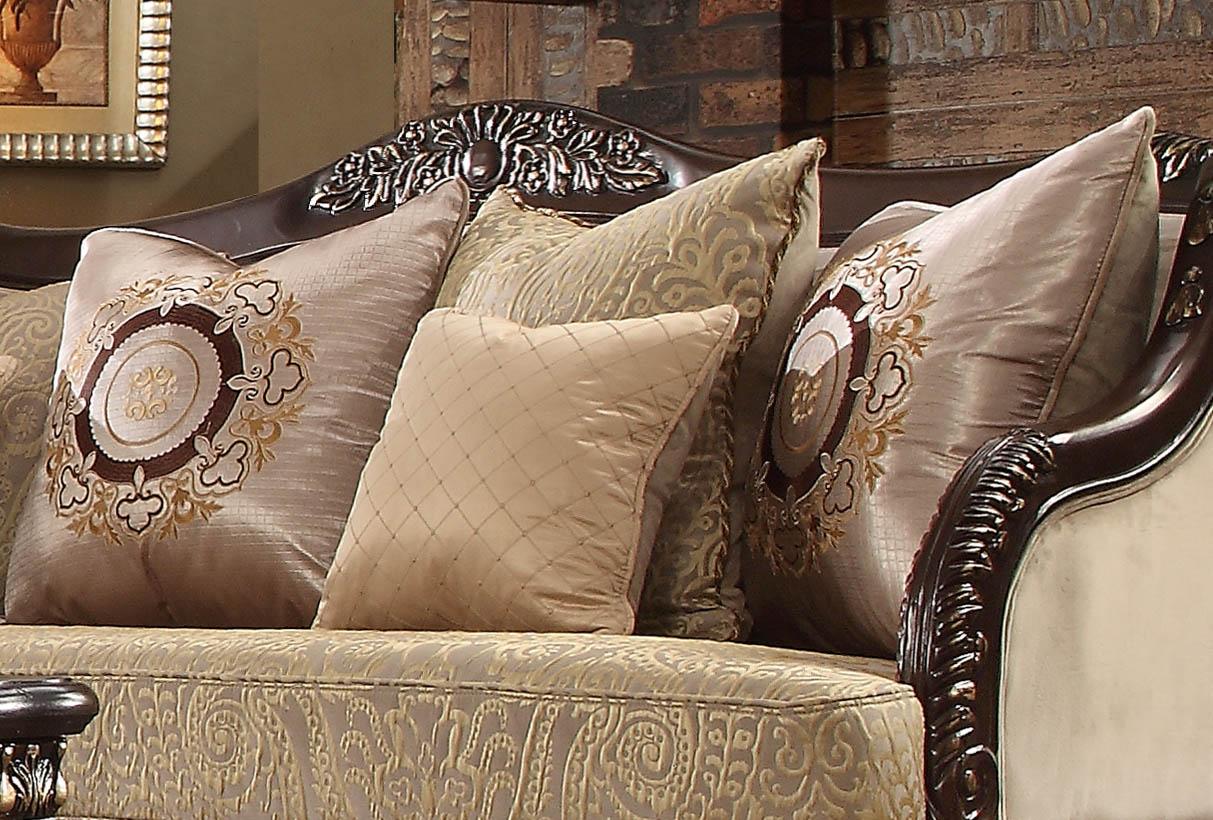 

                    
Homey Design Furniture HD-914 Sofa Loveseat Chair Coffee Table Two End Tables Brown/Antique/Cappuccino/Pearl Fabric Purchase 
