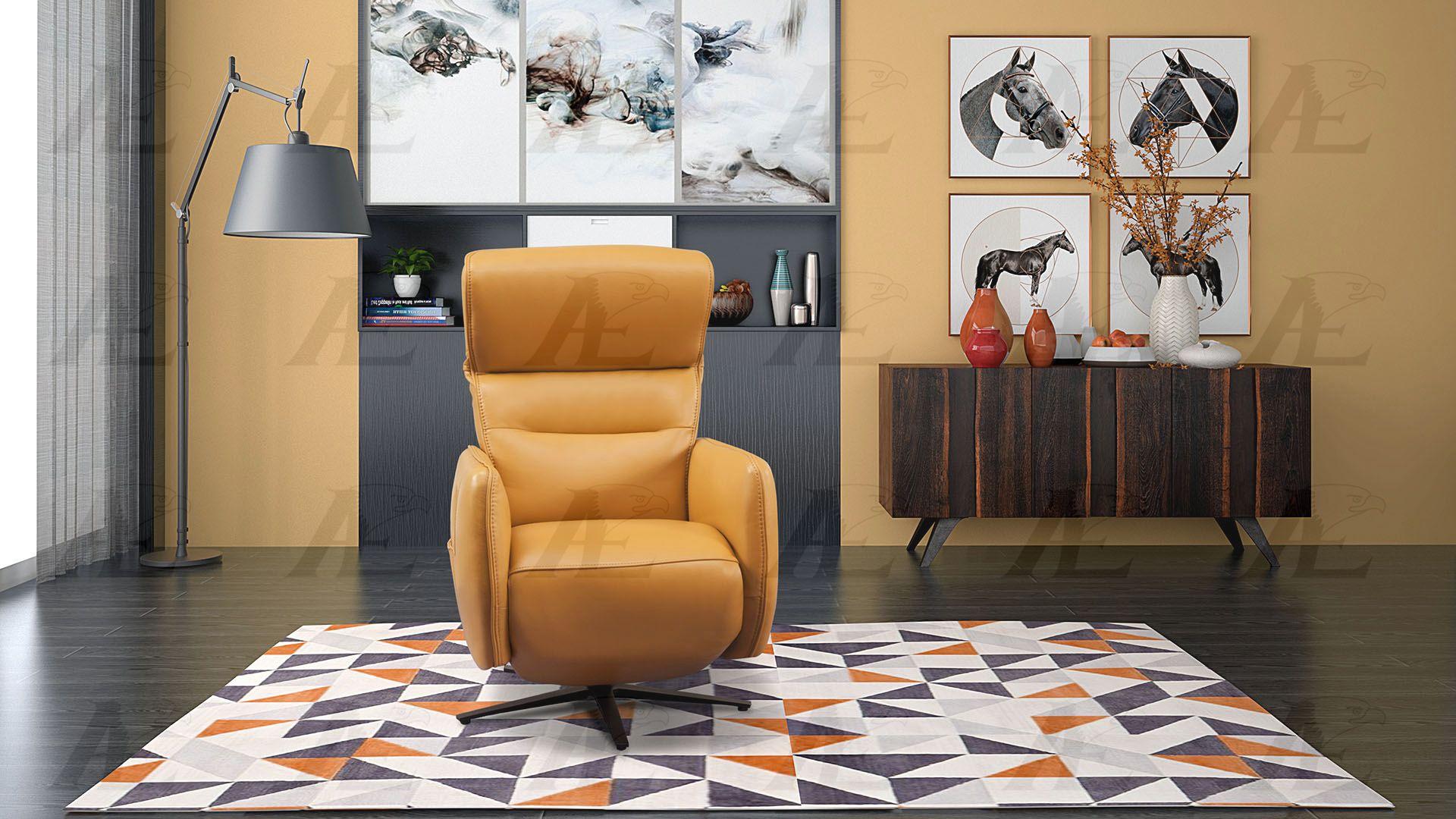 Contemporary, Modern Reclining Chair EK-CH036-HY EK-CH036-HY in Yellow Top grain leather