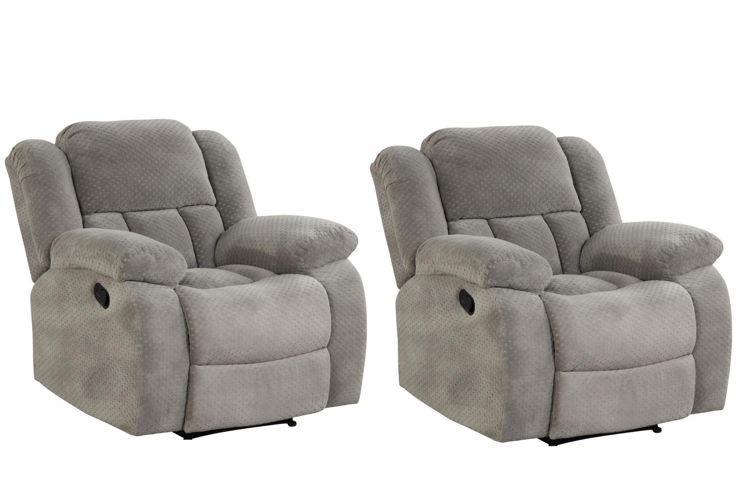 Contemporary, Modern Recliner Chair Set ARMADA Ice Gray ARMADA-GR-CH-Set-2 in Gray Chenille