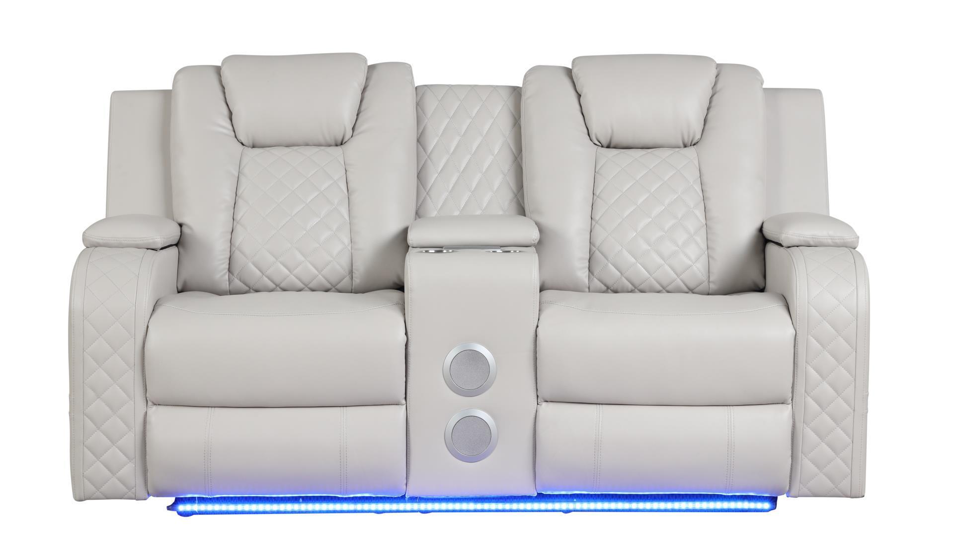 Galaxy Home Furniture BENZ ICE WHITE Recliner Loveseat