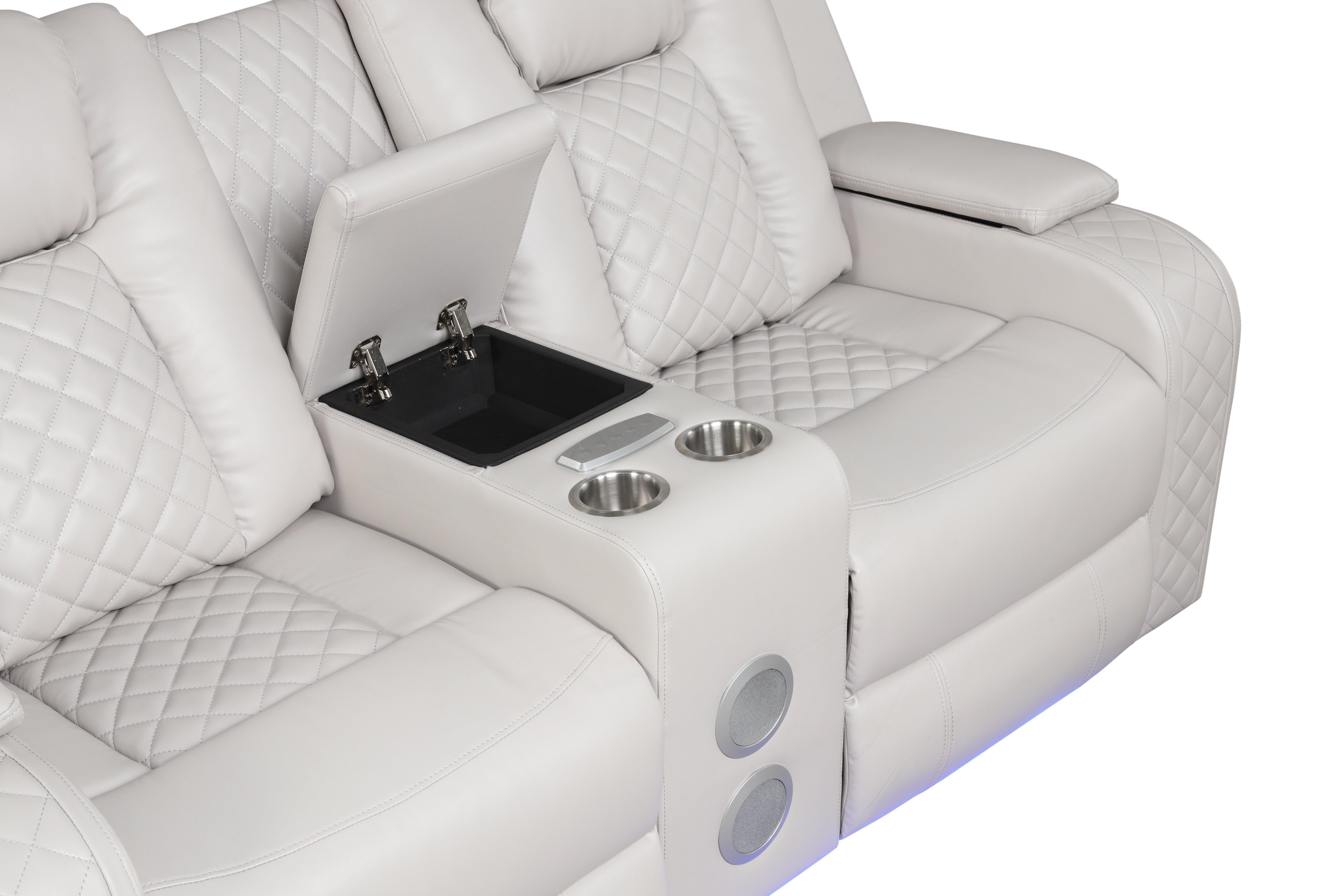 

        
659436352759ICE WHITE Faux Leather Power Recliner Loveseat BENZ Galaxy Home
