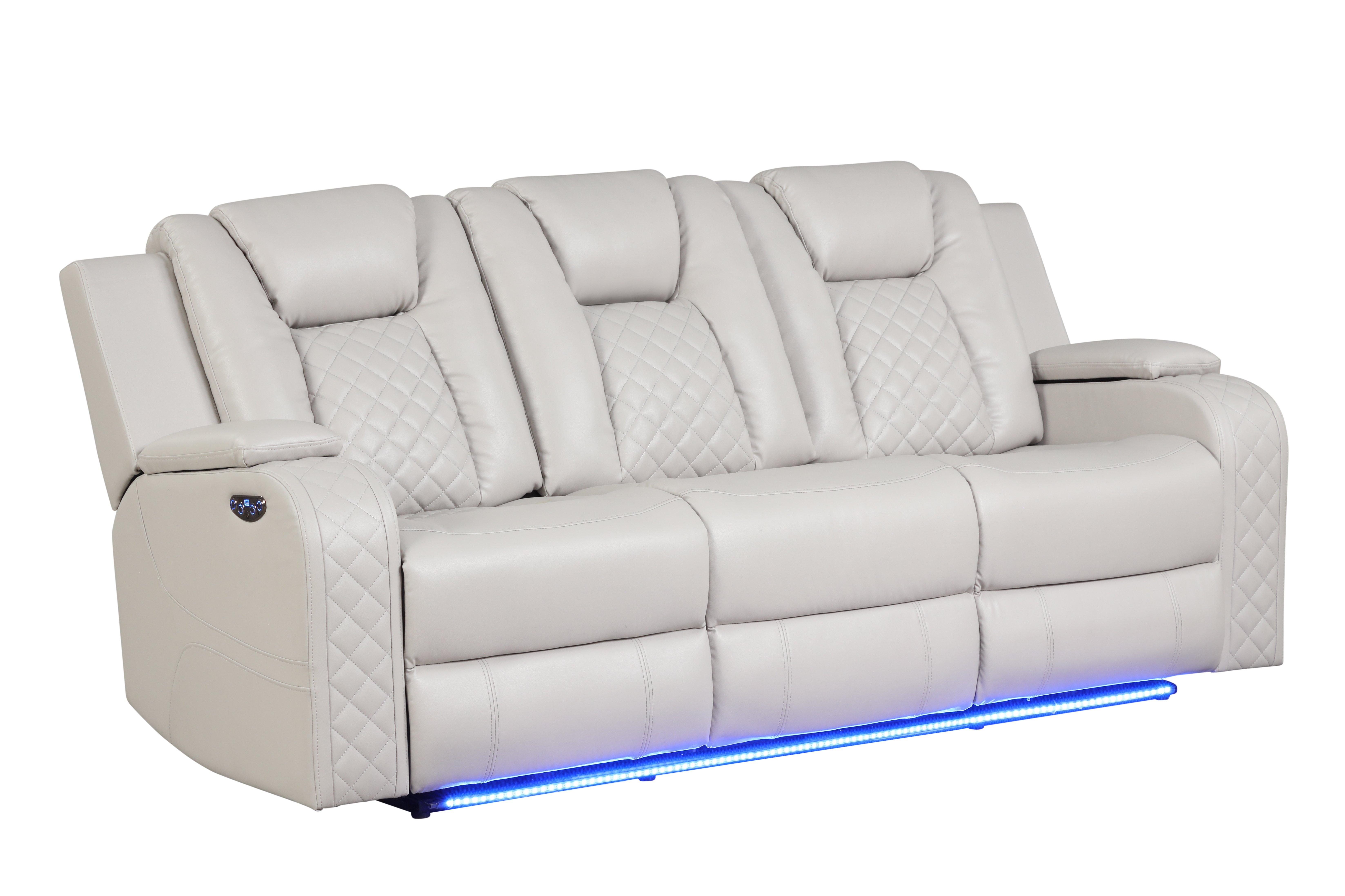 

    
 Shop  ICE WHITE Faux Leather Power Recliner Sofa Set 2Pcs BENZ Galaxy Home Modern
