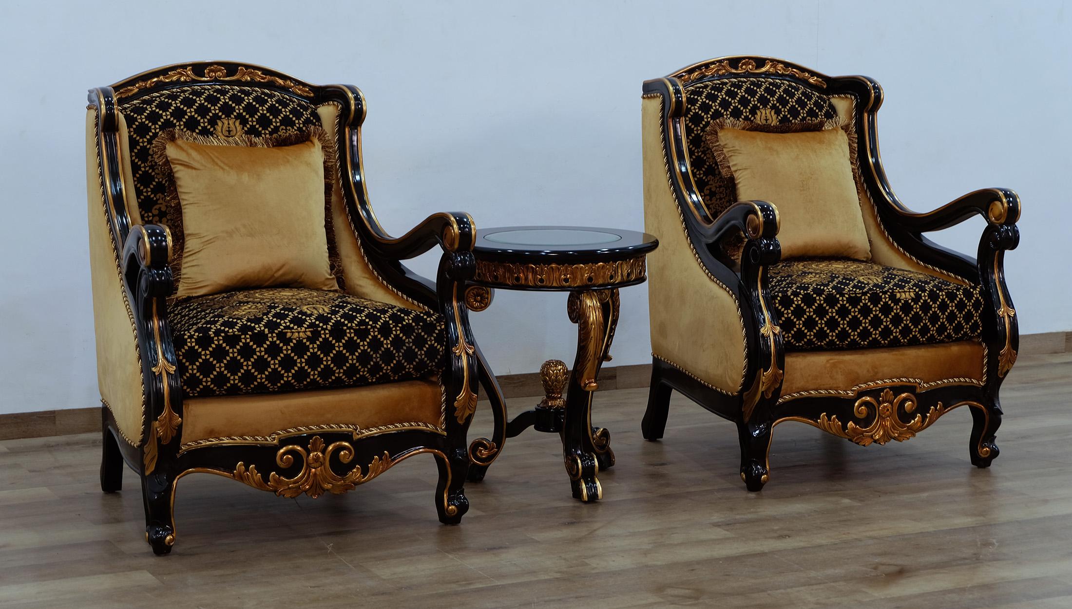 

        
663701290240Imperial Luxury Black & Dark Gold RAFFAELLO Arm Chair Set 2 Pcs EUROPEAN FURNITURE

