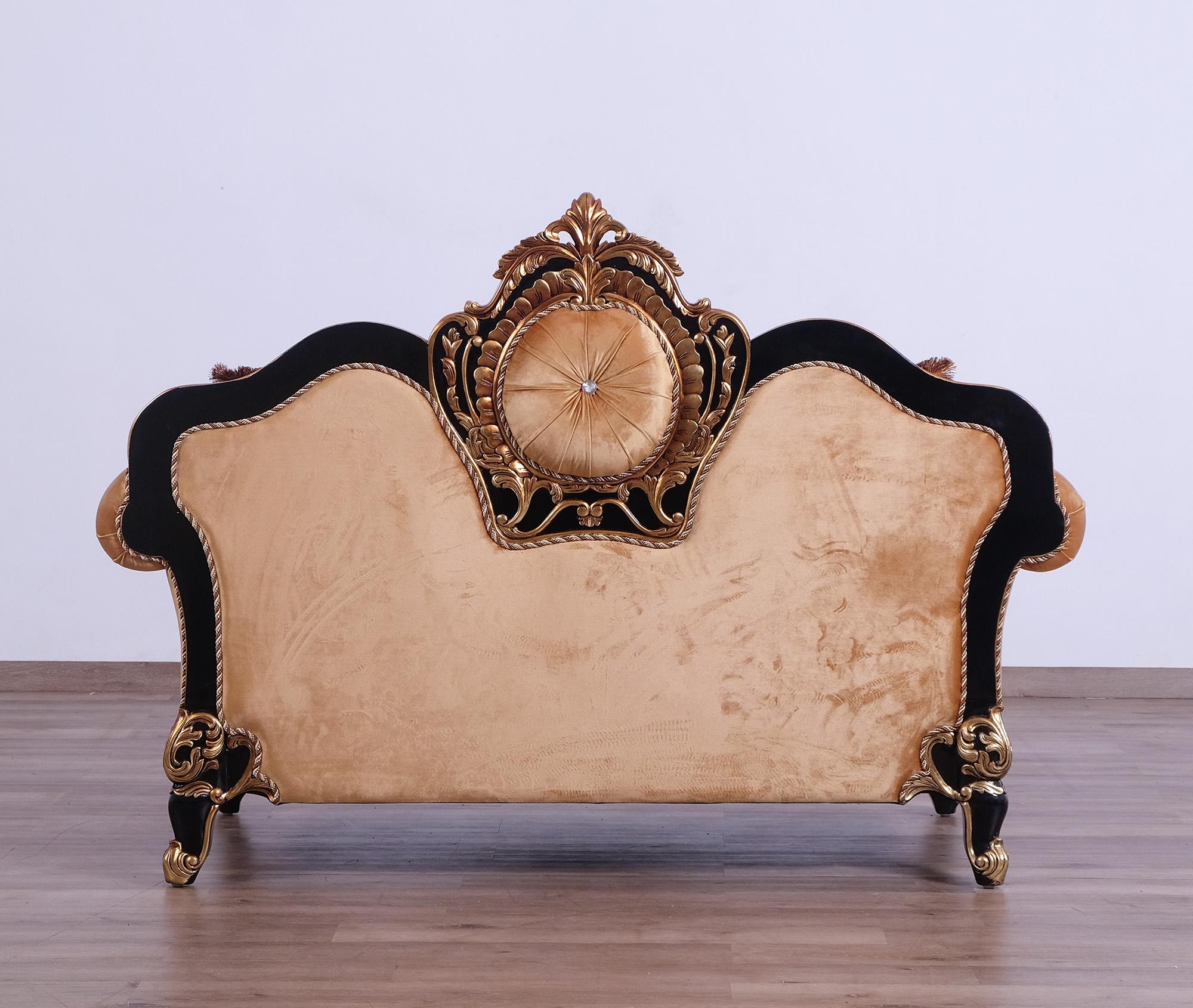 

    
 Photo  Imperial Luxury Black & Dark Gold RAFFAELLO Sofa Set 2Pcs EUROPEAN FURNITURE
