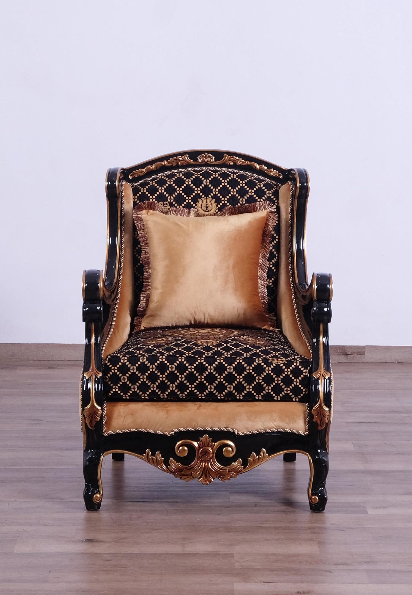 

    
 Photo  Imperial Luxury Black & Dark Gold RAFFAELLO Sofa Set 3 Pcs EUROPEAN FURNITURE
