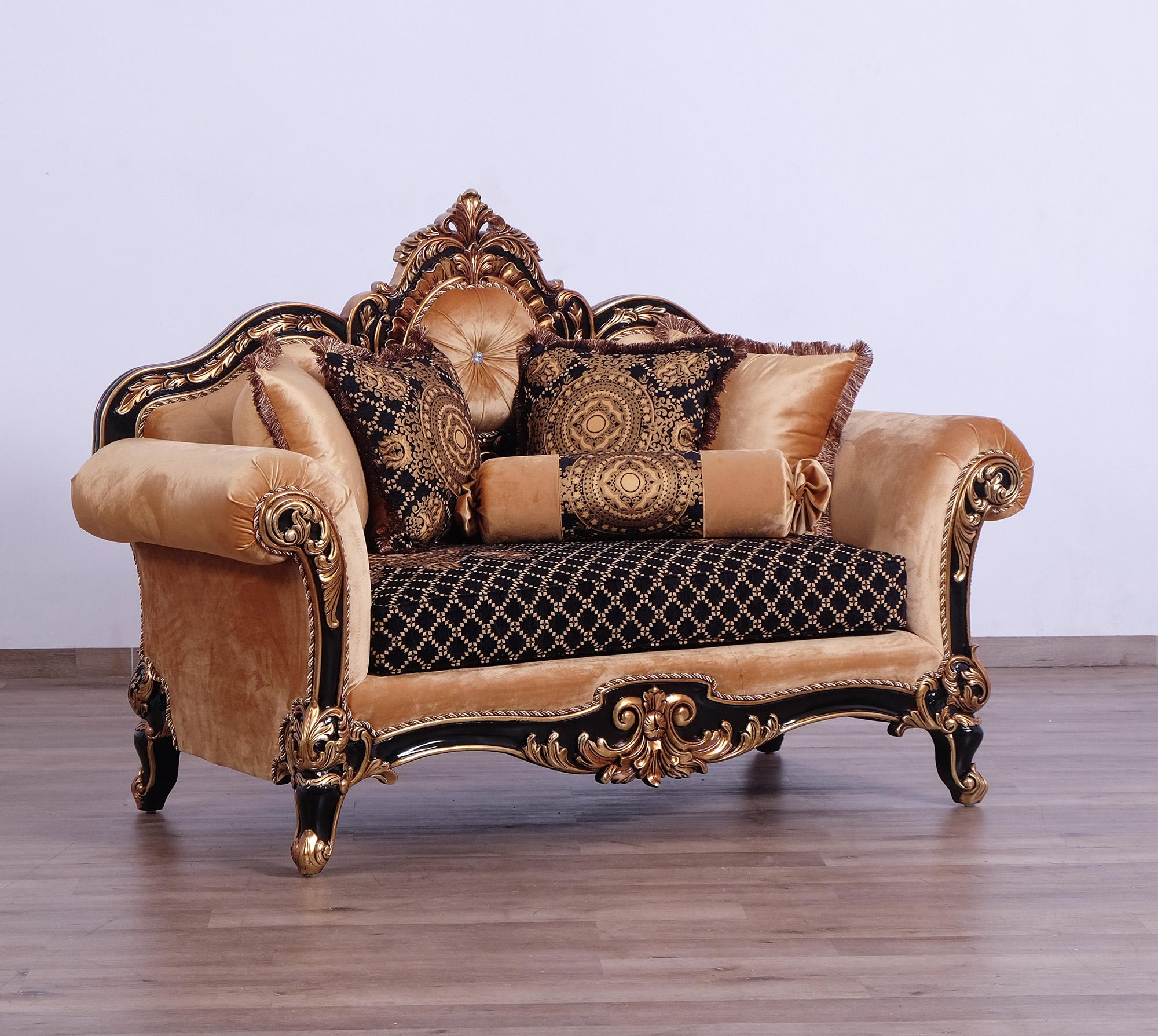 

    
 Shop  Imperial Luxury Black & Dark Gold RAFFAELLO Sofa Set 4Pcs EUROPEAN FURNITURE
