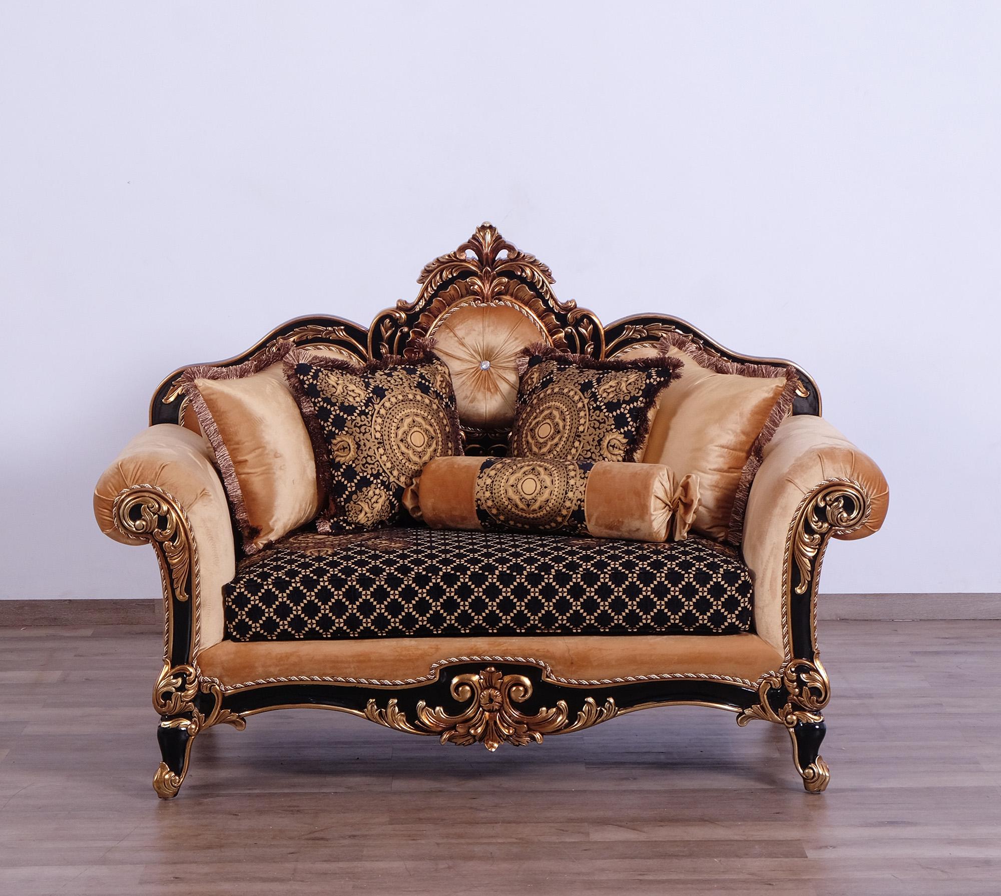 

    
EUROPEAN FURNITURE RAFFAELLO Sofa Set Antique/Silver/Gold/Black 41024-Set-4
