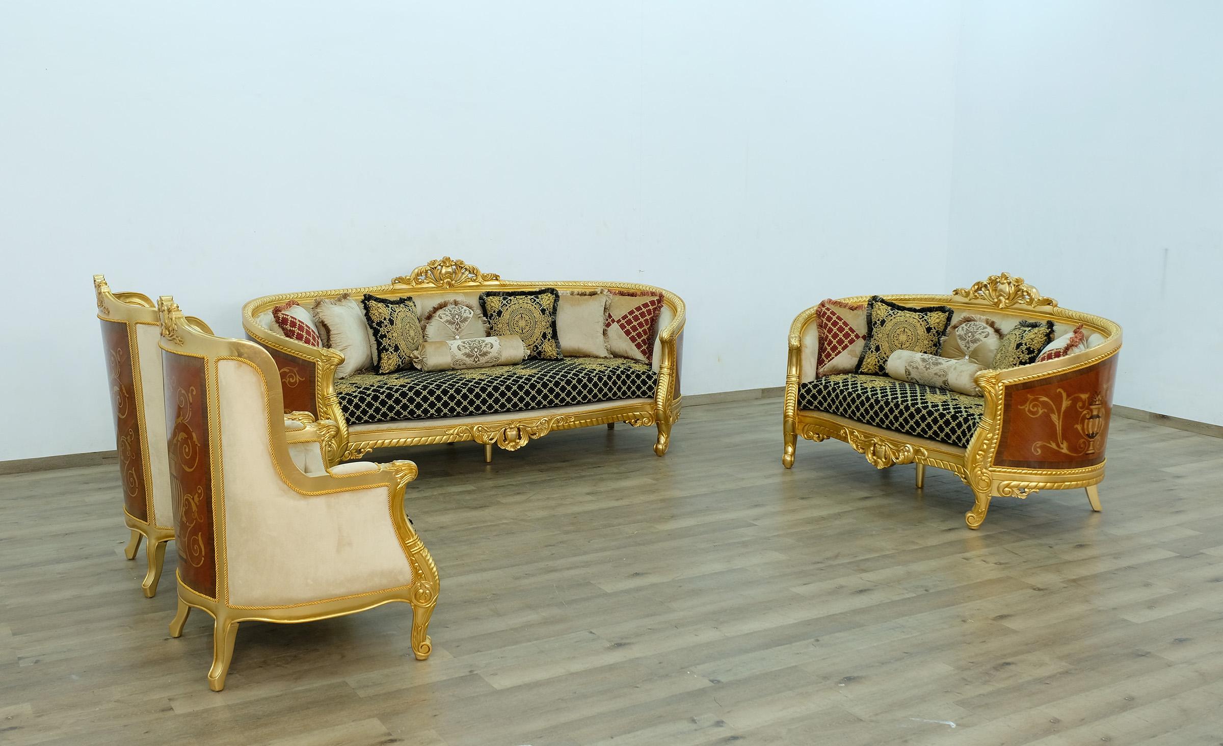 

    
 Photo  Imperial Luxury Black & Gold LUXOR Loveseat EUROPEAN FURNITURE Solid Wood
