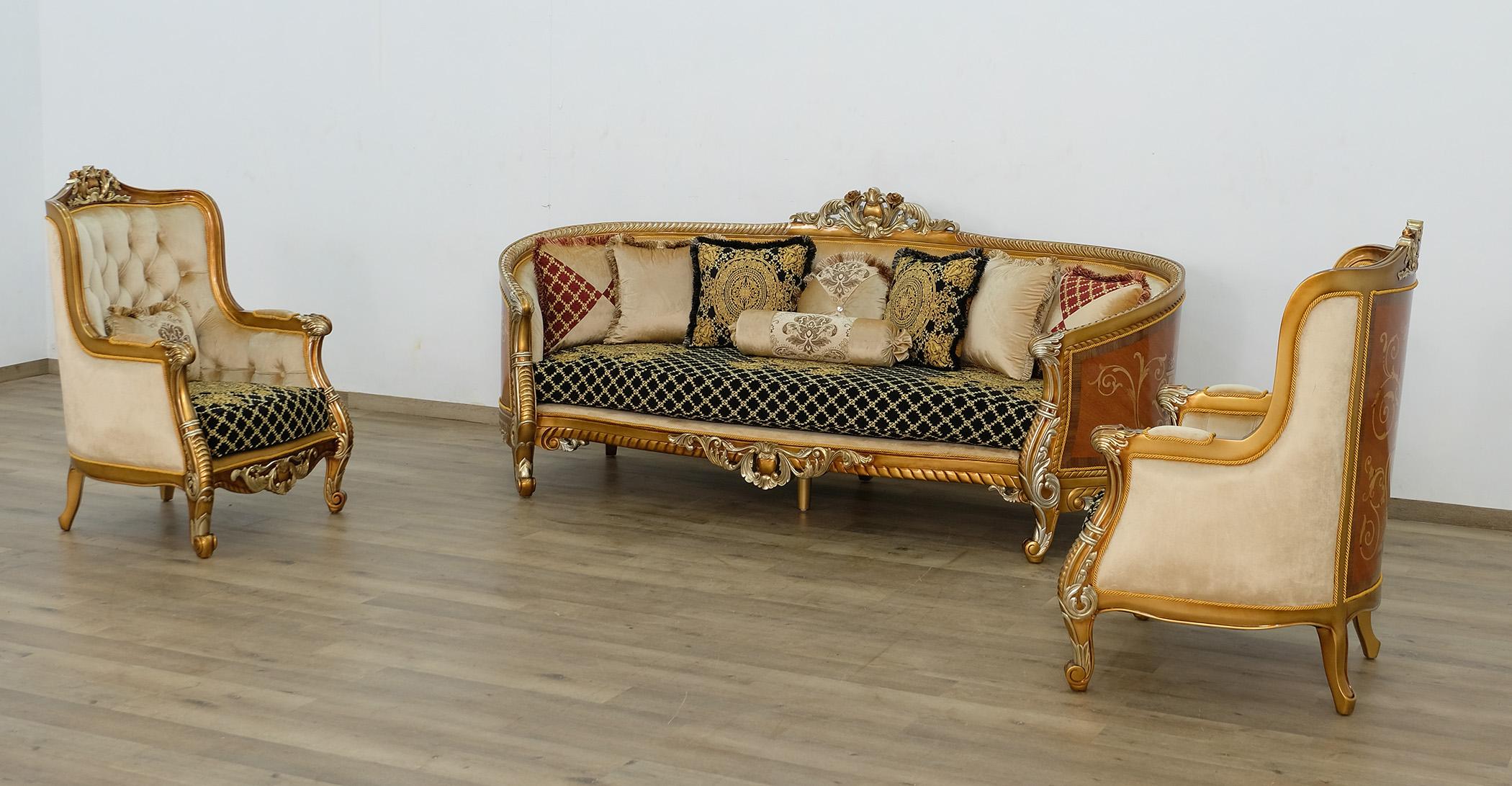 

    
Imperial Luxury Black & Silver Gold LUXOR II Sofa Set 4Pcs EUROPEAN FURNITURE
