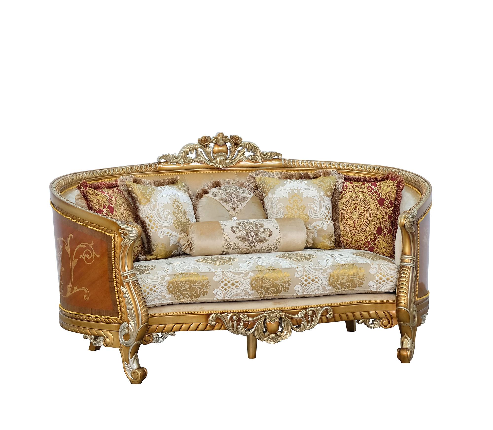 Classic, Traditional Loveseat LUXOR II 68587-L in Antique, Gold, Brown Fabric