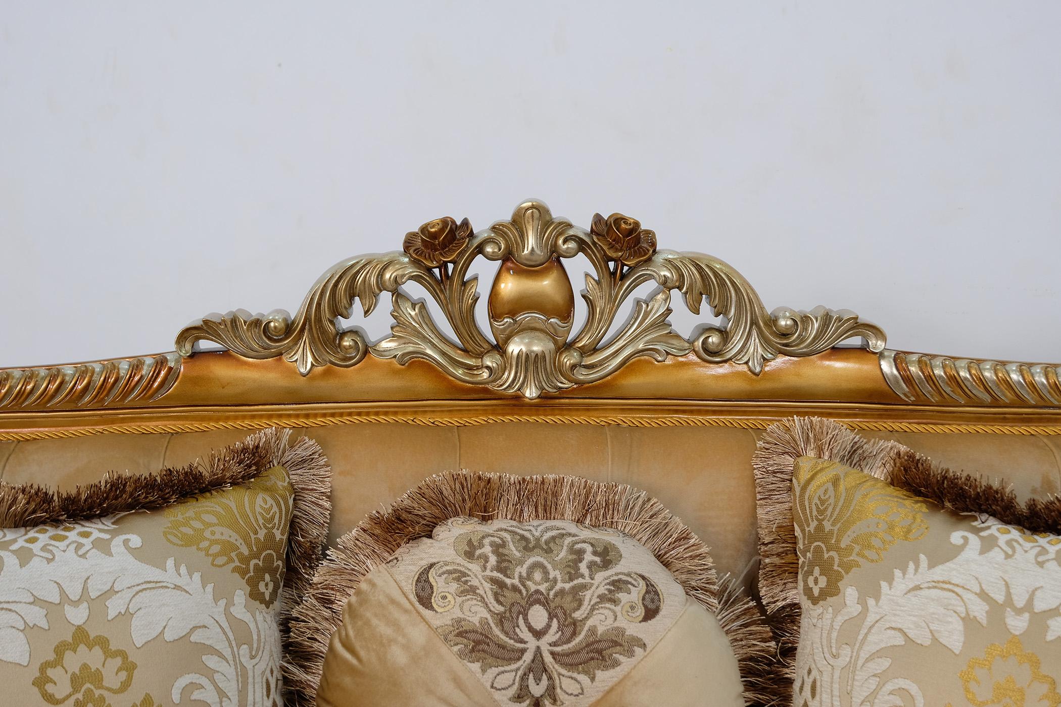 

    
68587-L Imperial Luxury Brown & Gold LUXOR II Loveseat EUROPEAN FURNITURE Solid Wood
