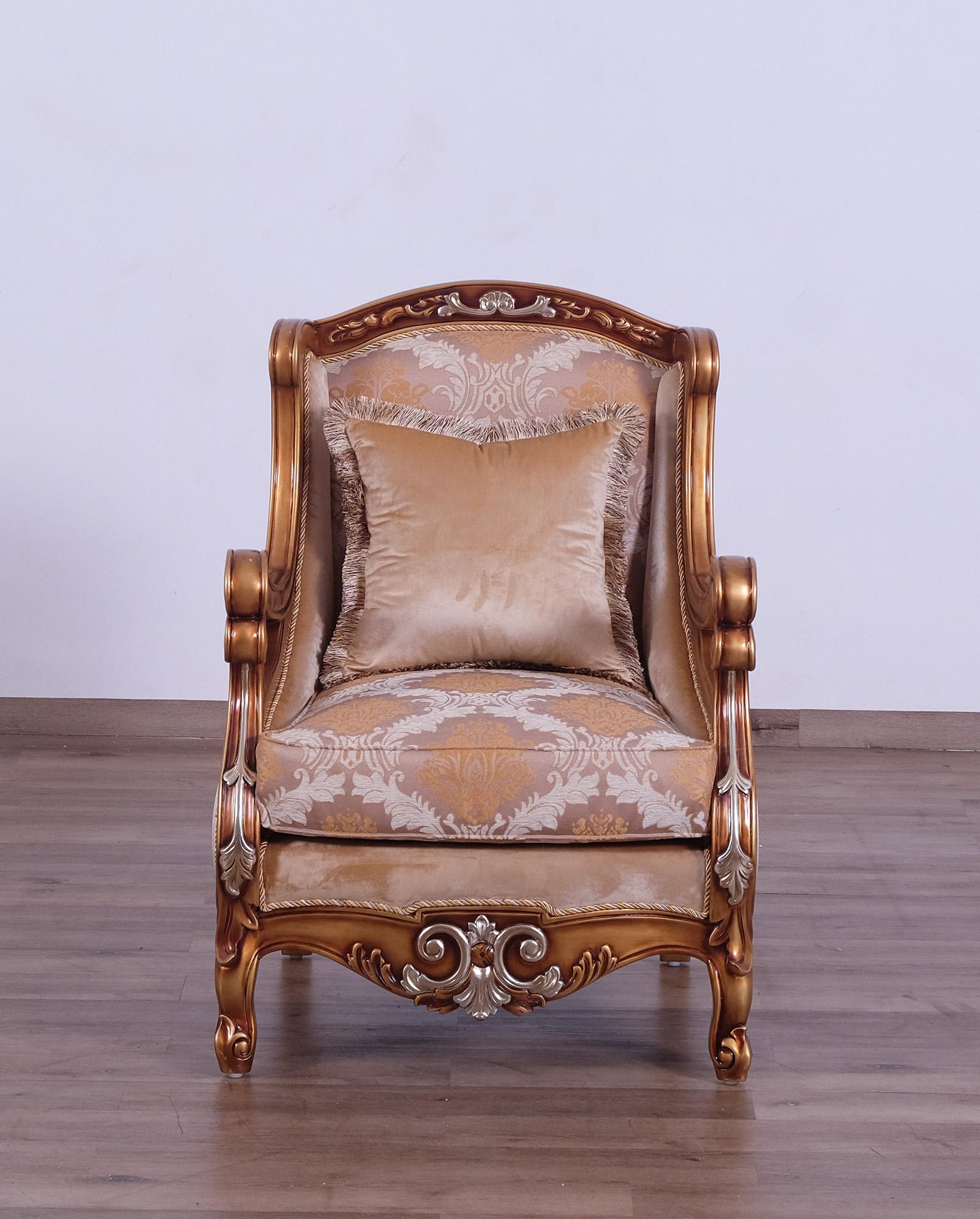 

    
Imperial Luxury Brown Gold RAFFAELLO II Arm Chair EUROPEAN FURNITURE Classic
