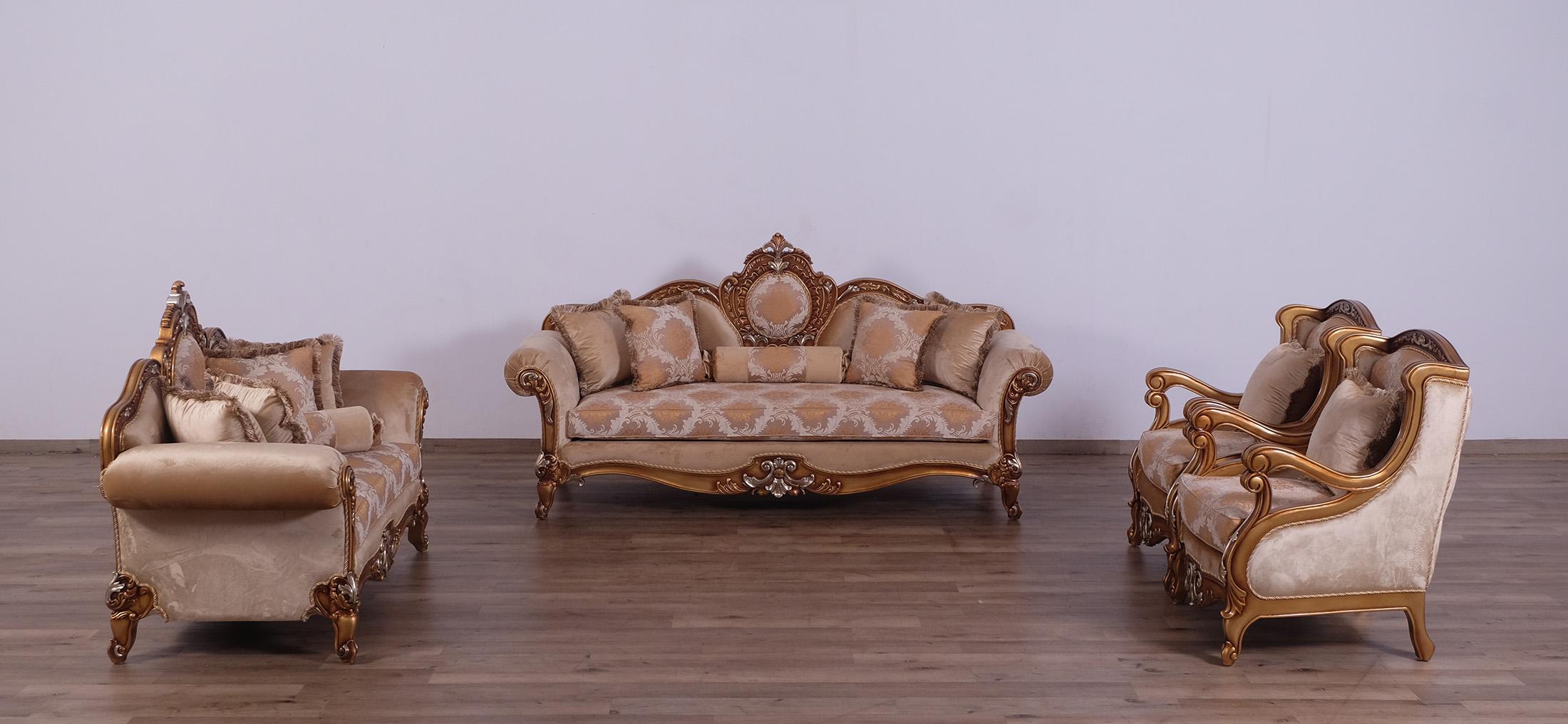 

        
EUROPEAN FURNITURE RAFFAELLO II Sofa Set Silver/Gold/Brown Fabric 663701291889
