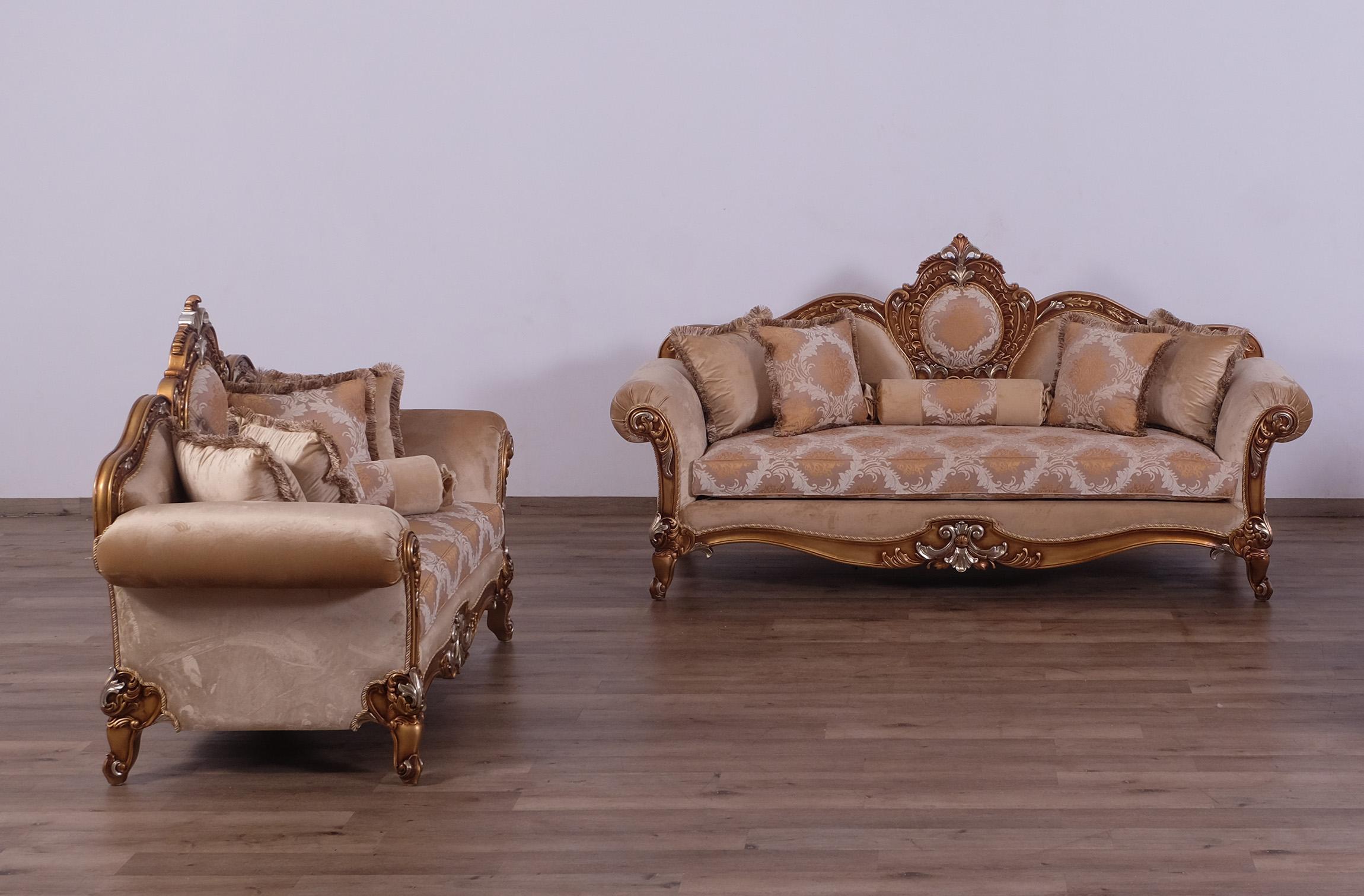 

    
Imperial Luxury Brown & Silver Gold RAFFAELLO II Sofa Set 2Pcs EUROPEAN FURNITURE
