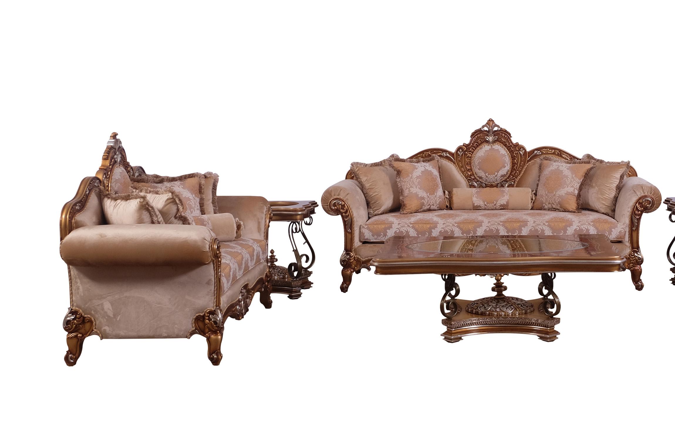 

    
Imperial Luxury Brown & Silver Gold RAFFAELLO II Sofa Set 2Pcs EUROPEAN FURNITURE
