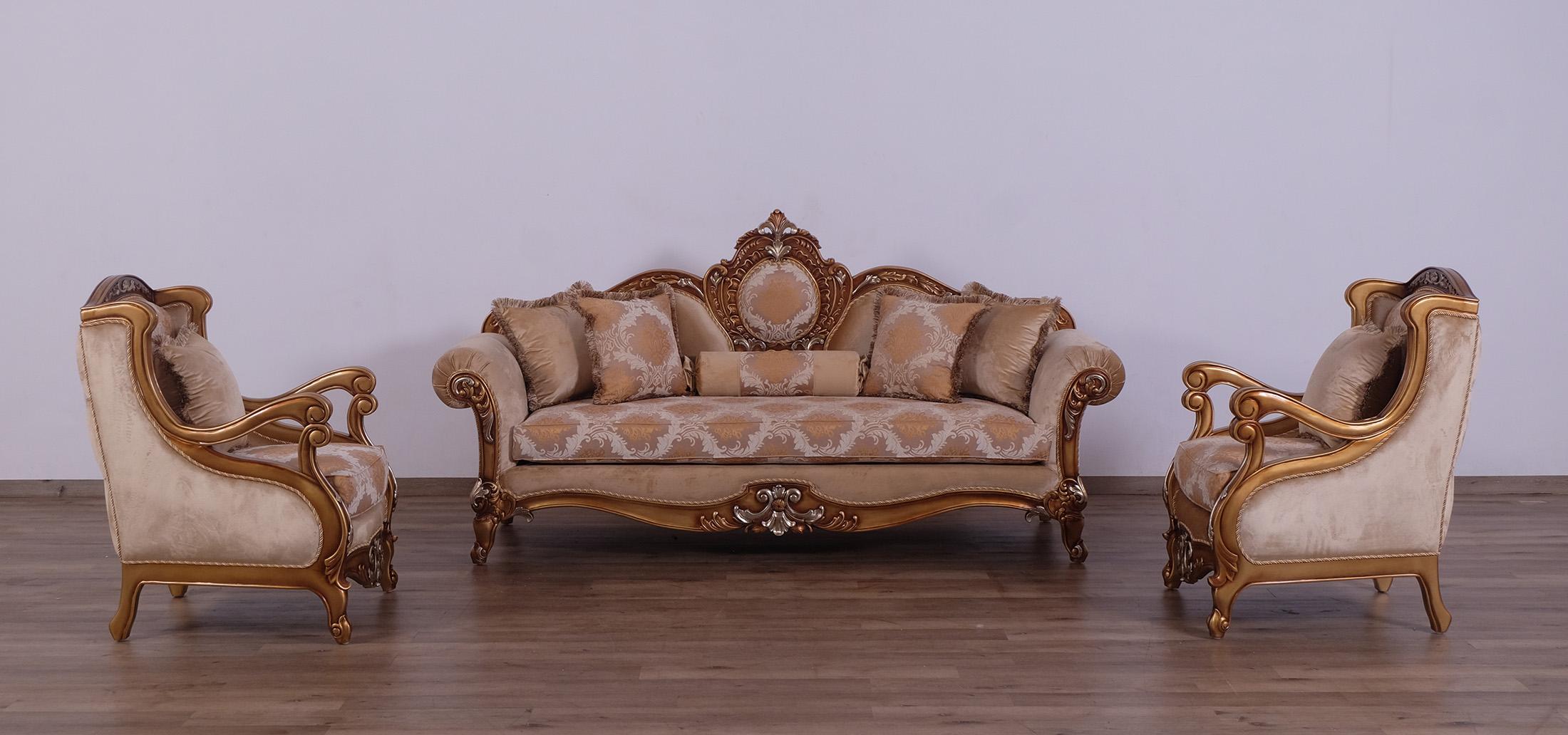 

    
Imperial Luxury Brown & Silver Gold RAFFAELLO II Sofa Set 3Pcs EUROPEAN FURNITURE
