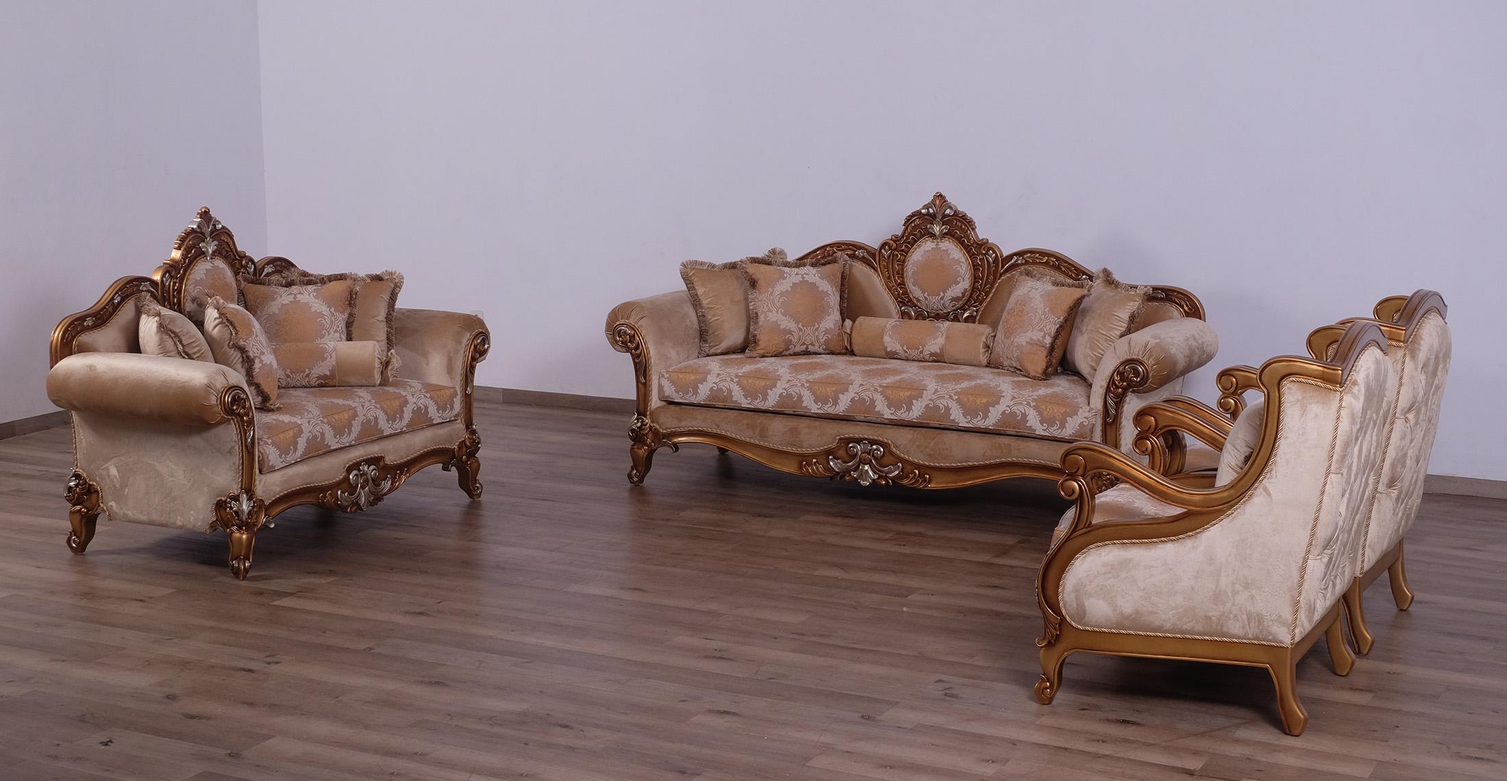 

    
Imperial Luxury Brown & Silver Gold RAFFAELLO II Sofa Set 4Pcs EUROPEAN FURNITURE

