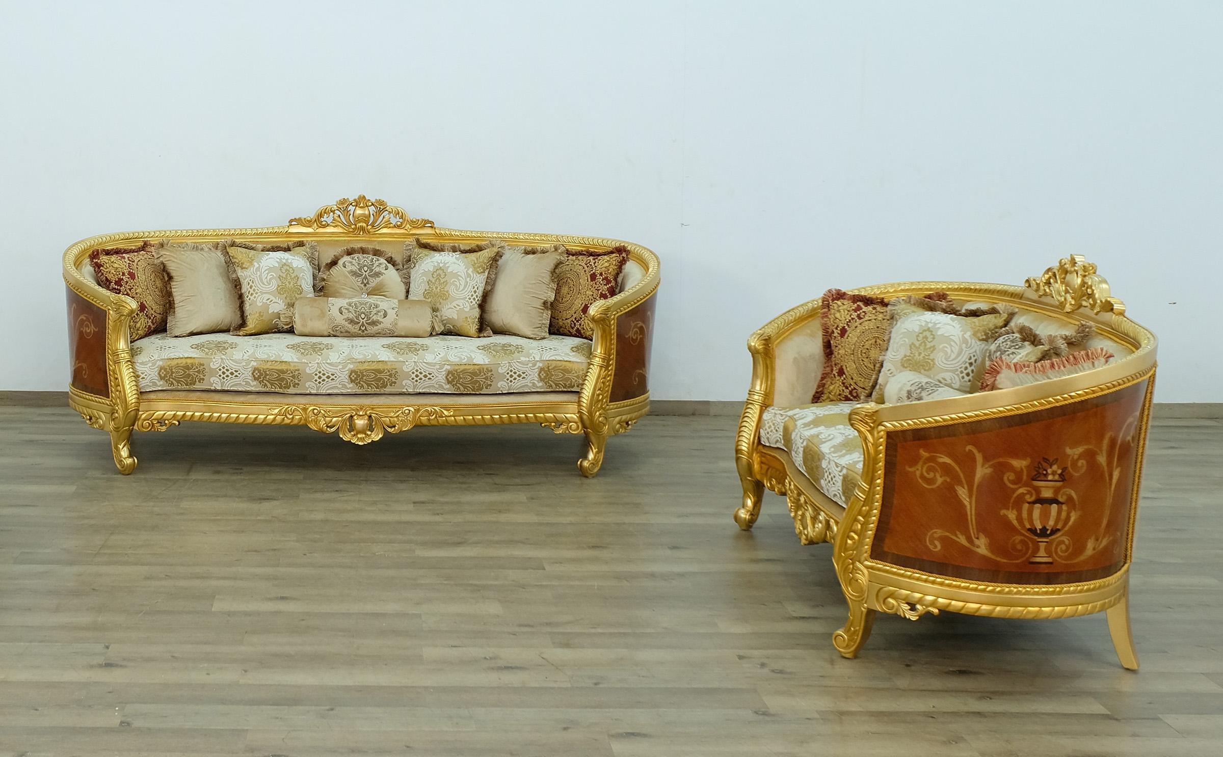 

    
 Order  Imperial Luxury Gold Fabric LUXOR Loveseat EUROPEAN FURNITURE Solid Wood
