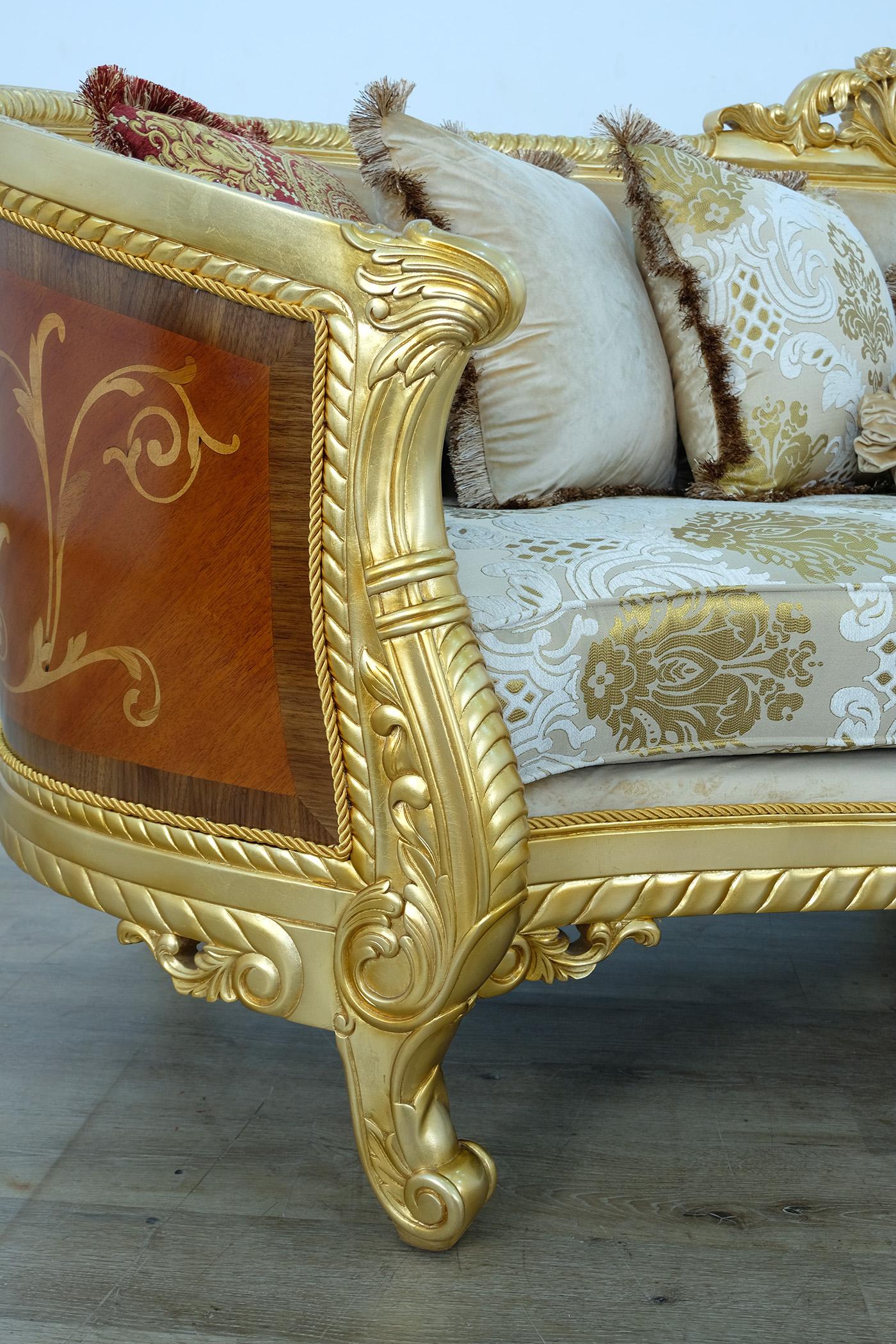 

    
68584-L Imperial Luxury Gold Fabric LUXOR Loveseat EUROPEAN FURNITURE Solid Wood

