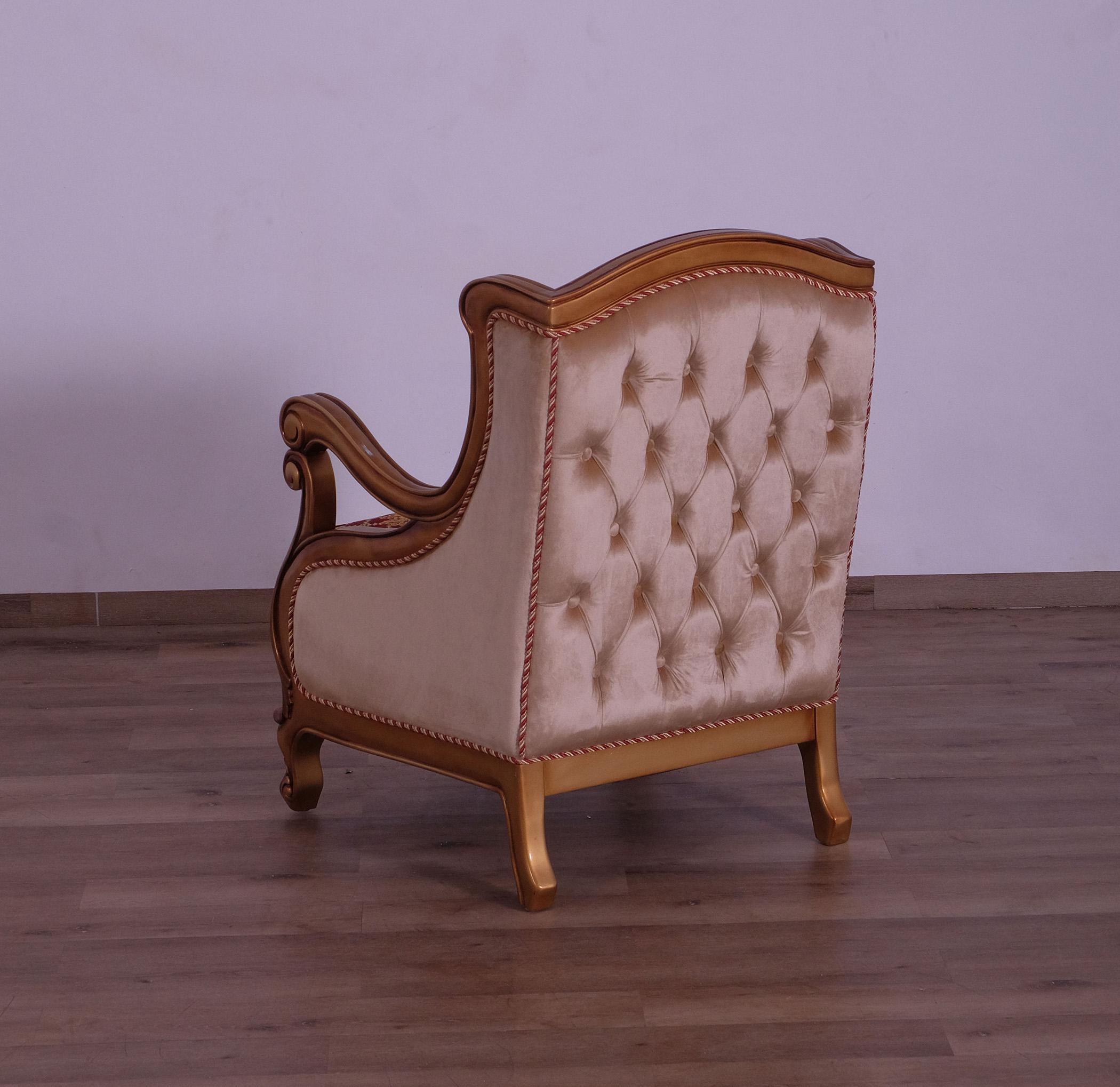 

        
EUROPEAN FURNITURE RAFFAELLO III Arm Chair Set Silver/Red/Gold Fabric 663701291650
