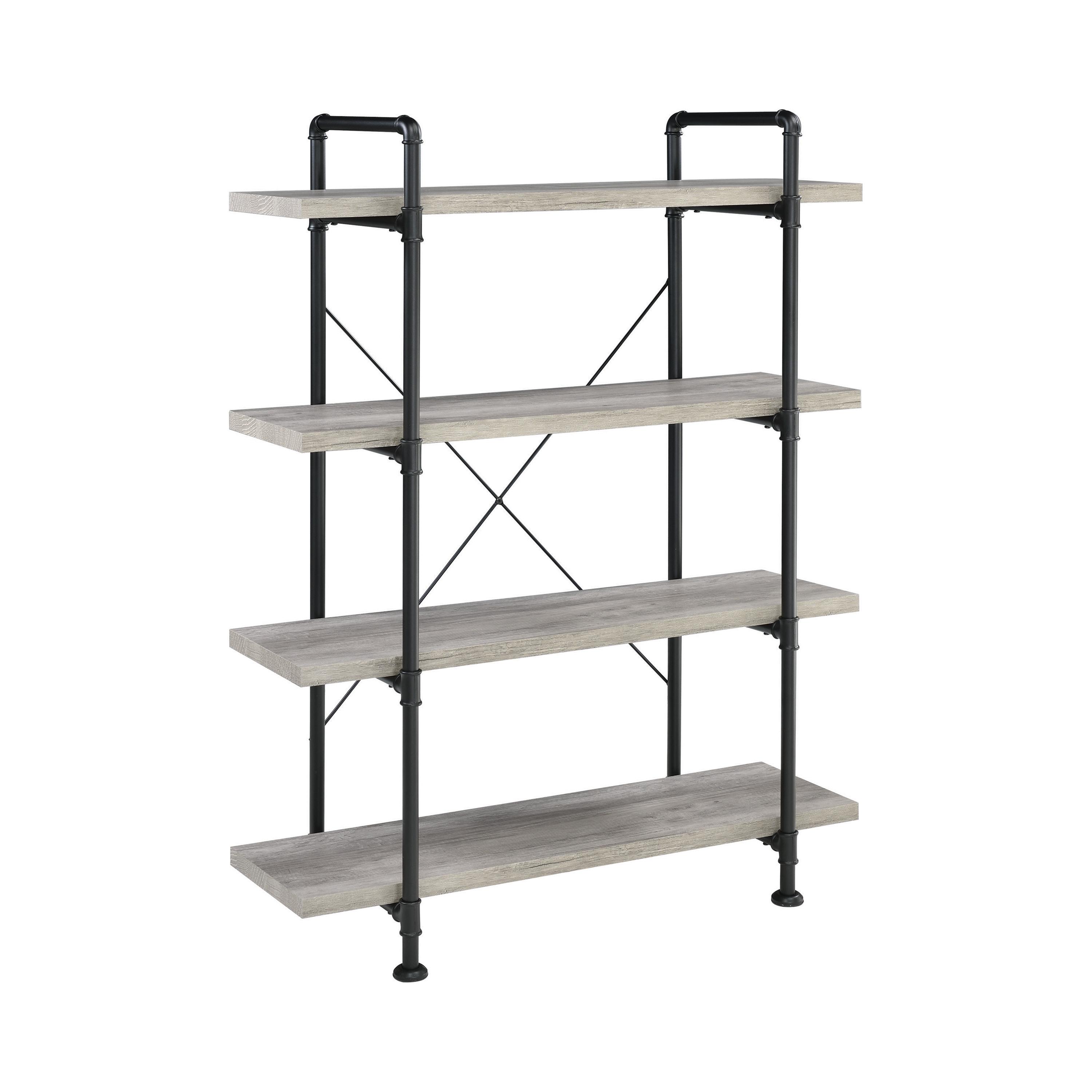 

    
Industrial Black & Gray Driftwood Metal Bookcase Coaster 804406 Delray
