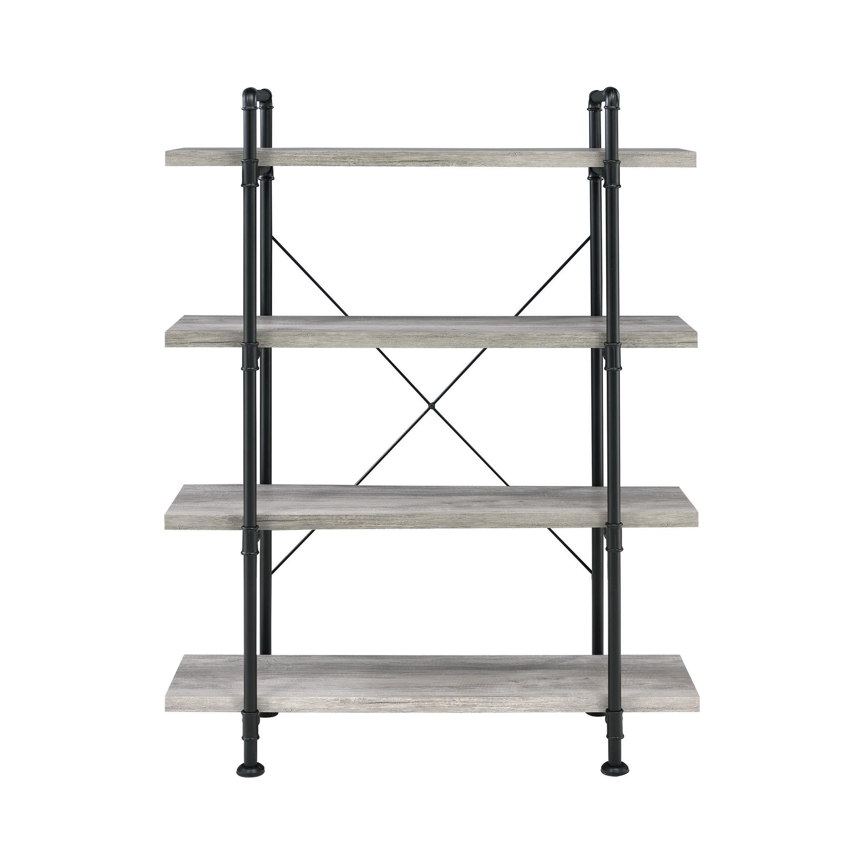 

    
Industrial Black & Gray Driftwood Metal Bookcase Coaster 804406 Delray
