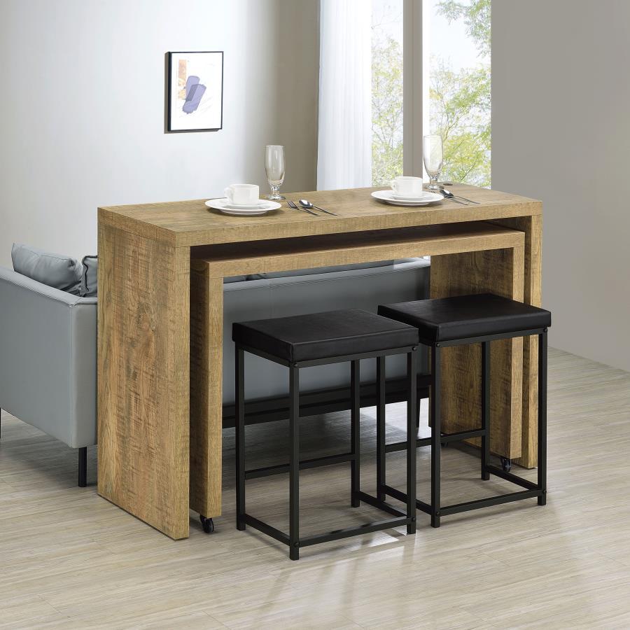 Contemporary Counter Height Table Set Davista Counter Height Table Set 4PCS 182704-T-4PCS 182704-T-4PCS in Wood, Natural, Black Faux Leather
