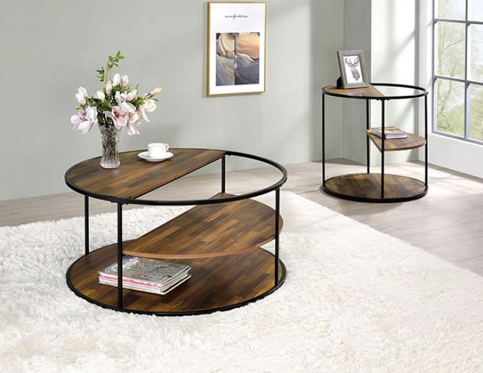 

    
Industrial Black & Walnut Steel Coffee Table Furniture of America CM4396BK-C Orrin
