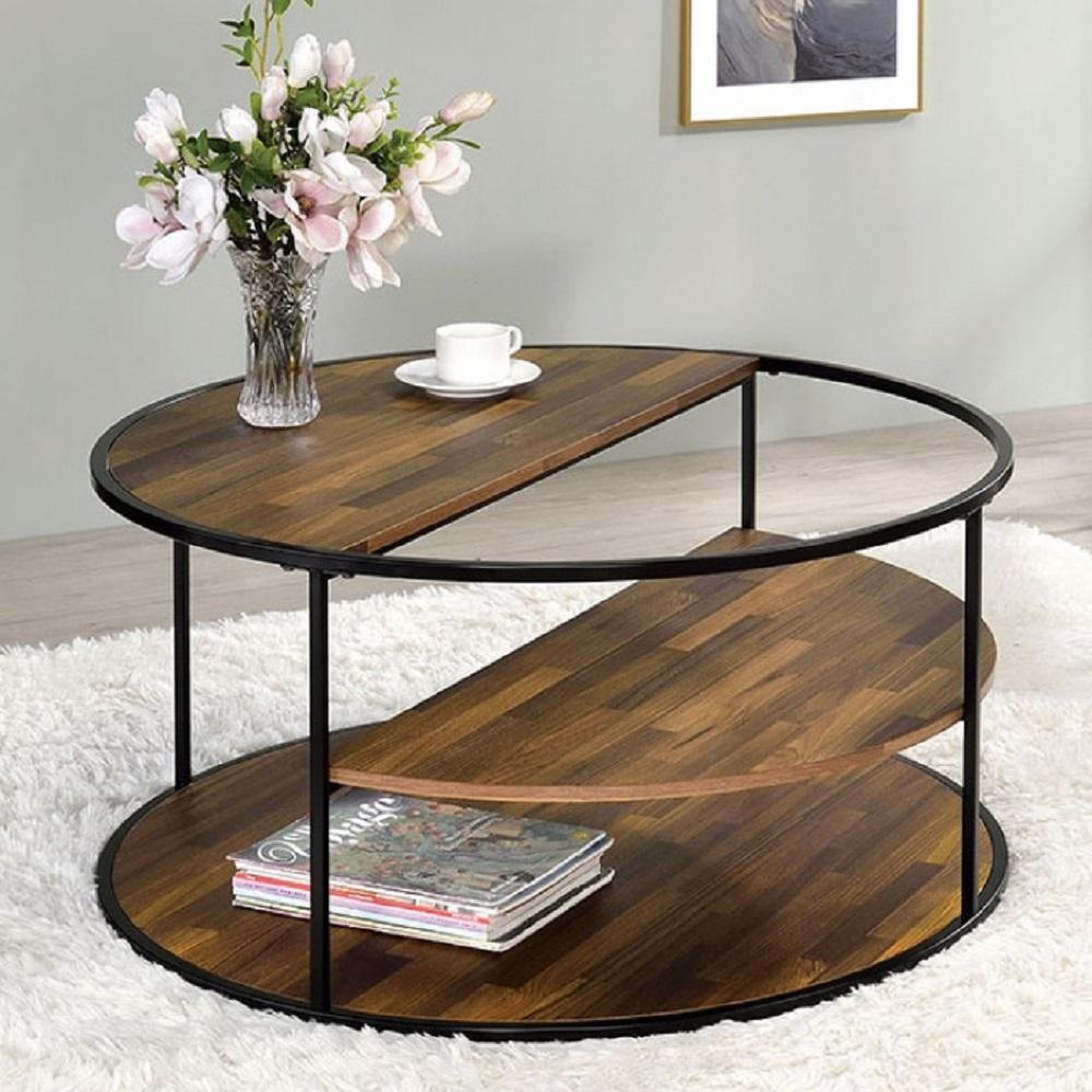 

    
Industrial Black & Walnut Steel Coffee Table Furniture of America CM4396BK-C Orrin
