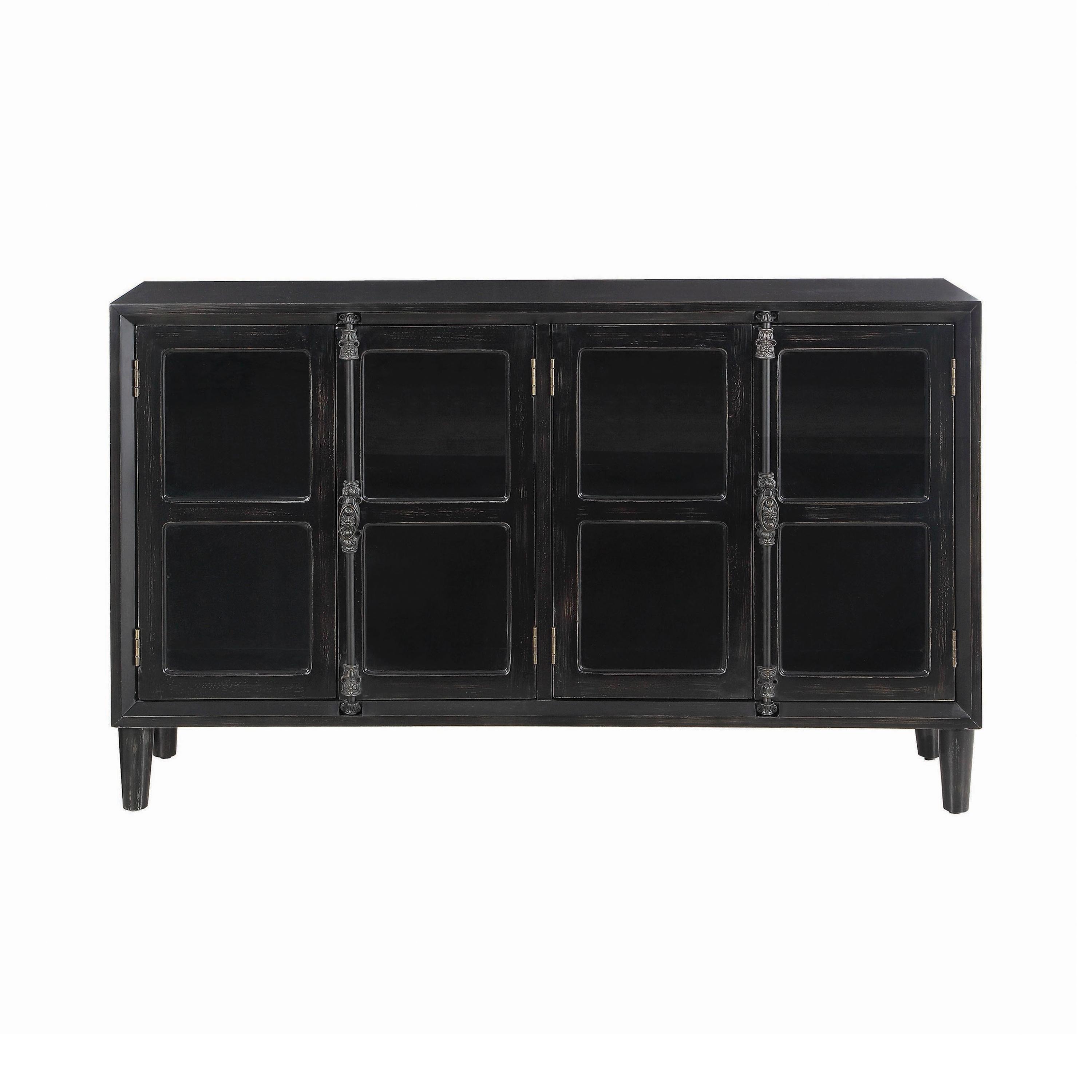 

    
Industrial Black Wood Accent Cabinet Coaster 950780
