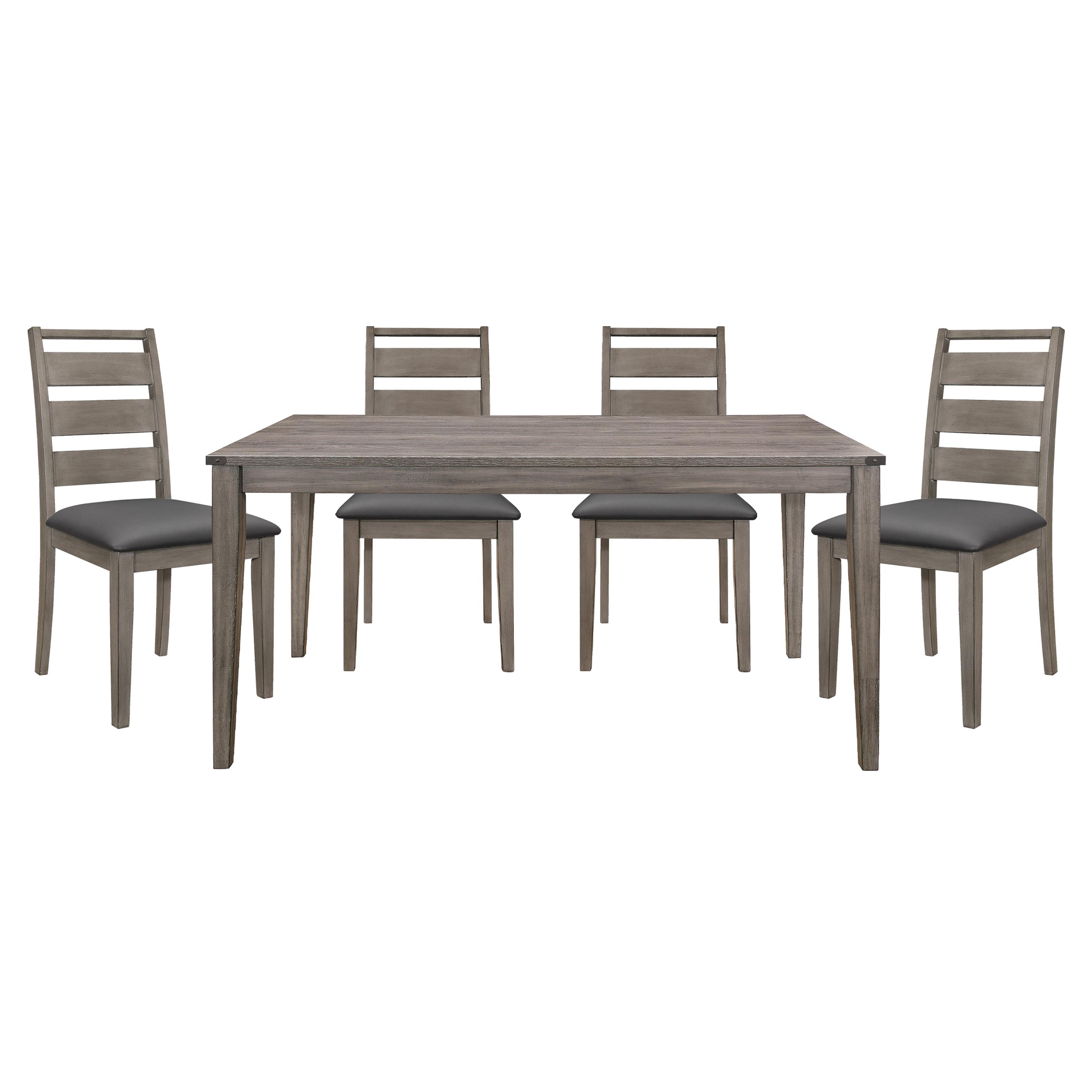 Modern Dining Room Set 2042-64*5PC Woodrow 2042-64*5PC in Gray Faux Leather