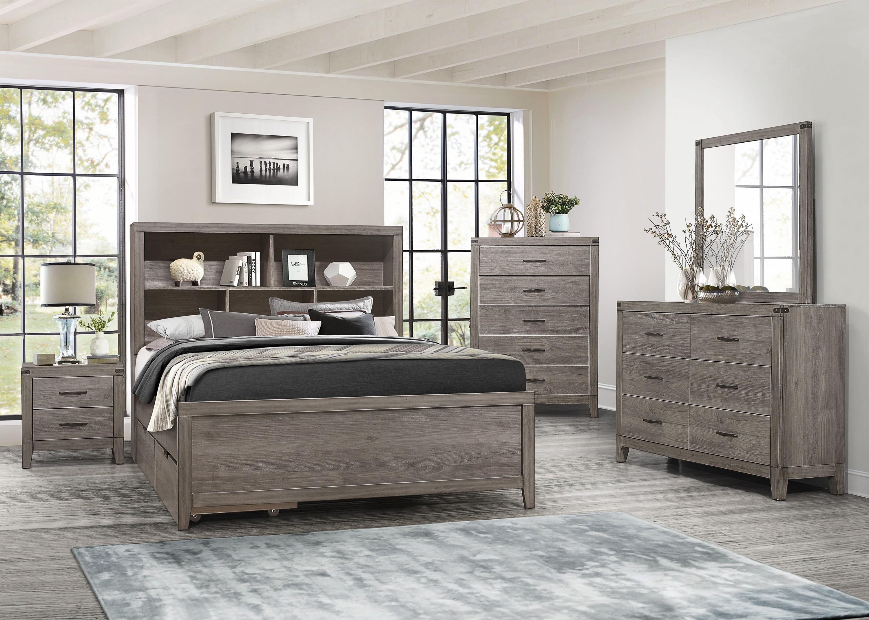 

    
Industrial Brownish Gray Wood Full Bedroom Set 5pcs Homelegance 2042NBF-1* Woodrow
