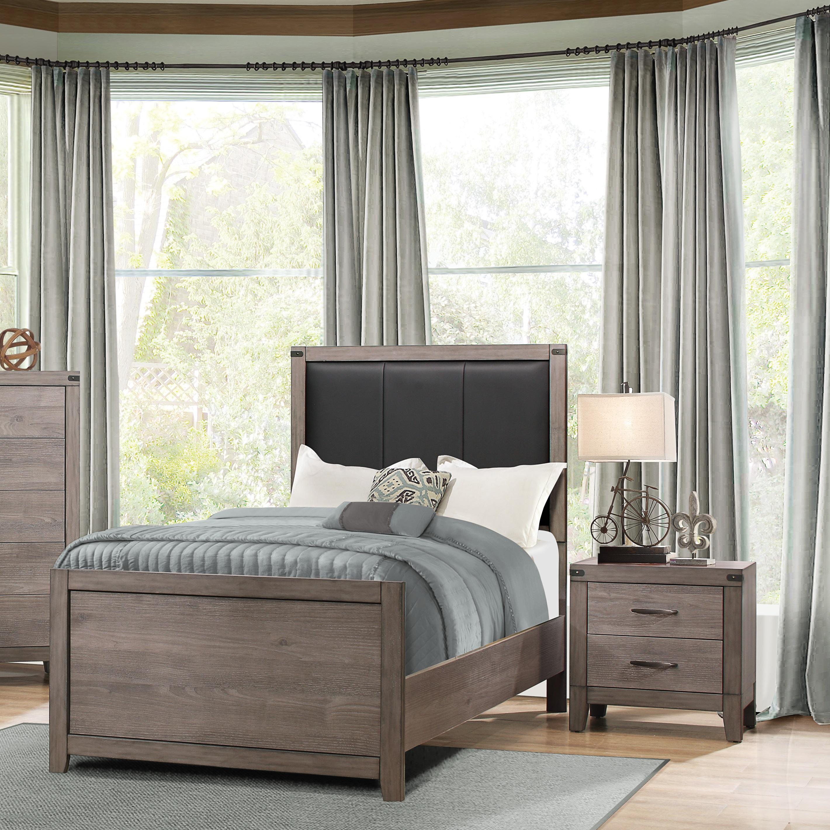 Modern Bedroom Set 2042T-1-3PC Woodrow 2042T-1-3PC in Gray Faux Leather