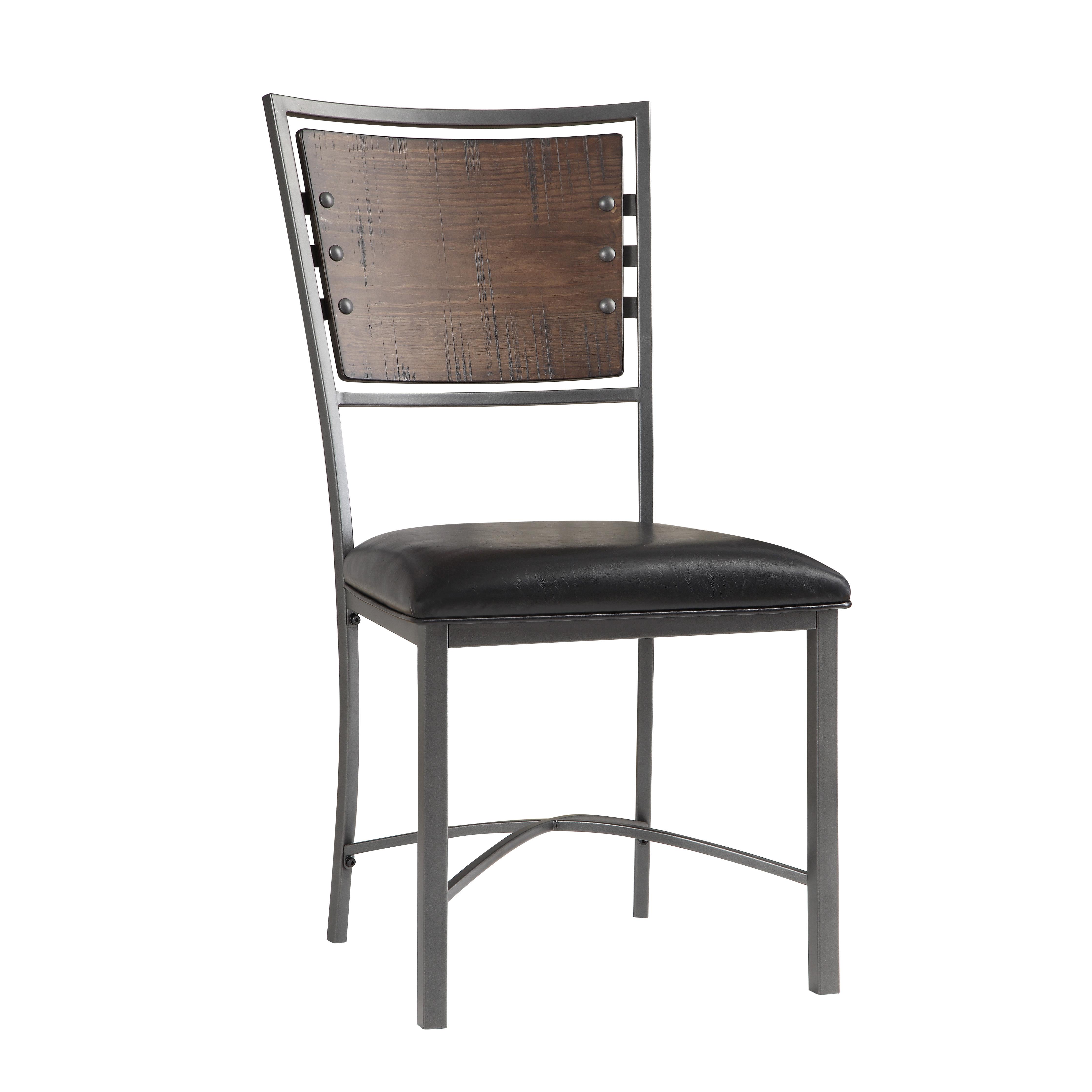 Rustic Side Chair Set 5606S Fideo 5606S in Brown Faux Leather