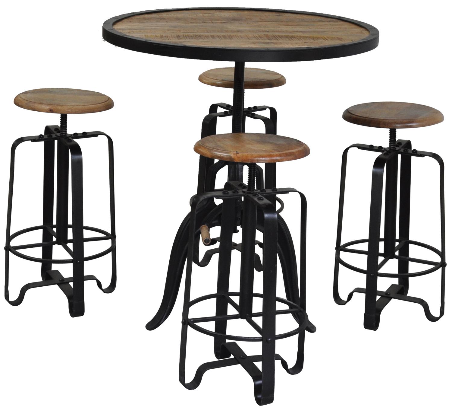 Transitional Bar Table Set GE-5198-5PC Boston GE-5198-5PC in Chestnut 