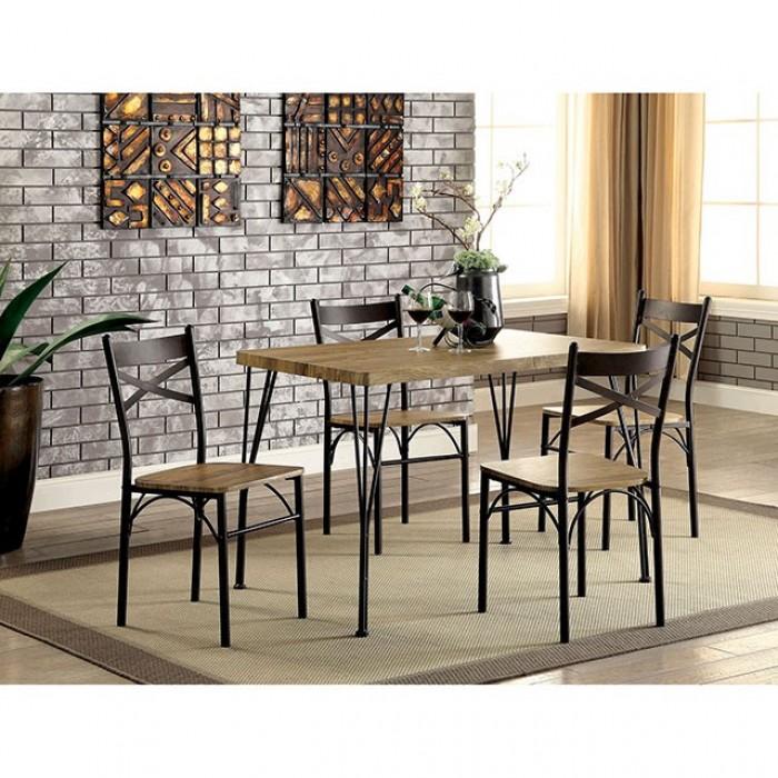 

    
Industrial Dark Bronze & Natural Metal Dining Room Set 5pcs Furniture of America CM3279T-43-5PK Banbury

