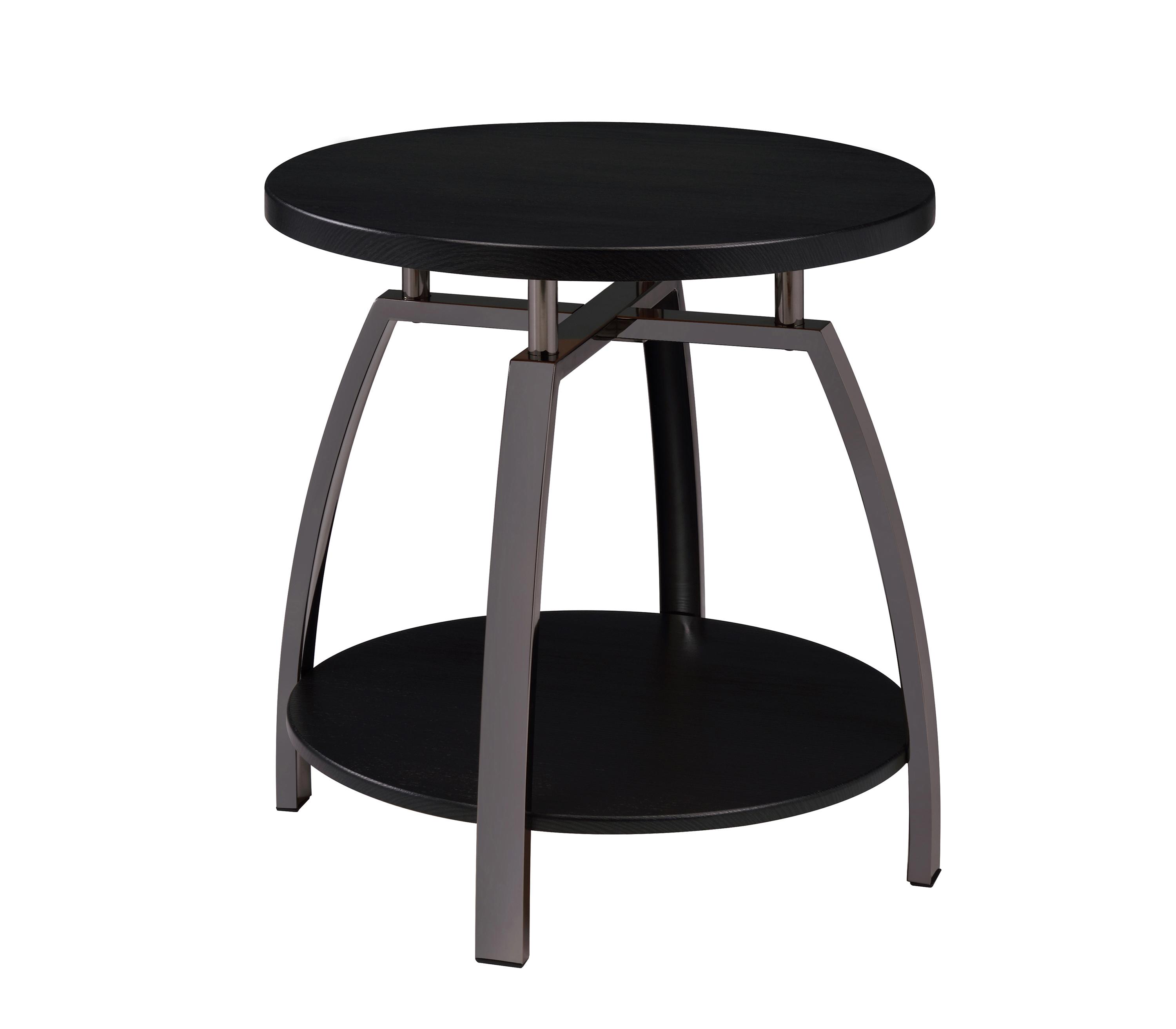 

    
Industrial Dark Gray & Black Nickel Wood End Table Coaster 722207
