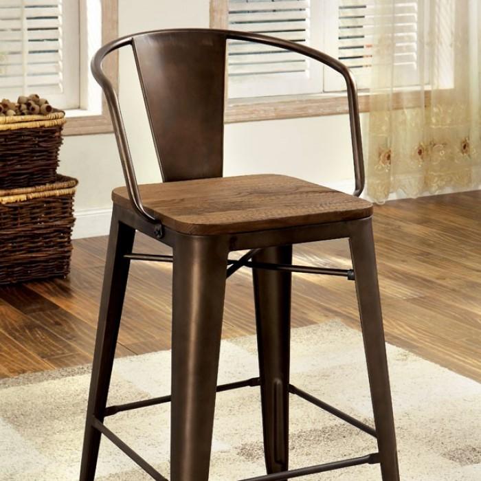 

    
Industrial Dark Oak & Dark Bronze Counter Height Chairs Set 2pcs Furniture of America CM3529PC-2PK Cooper
