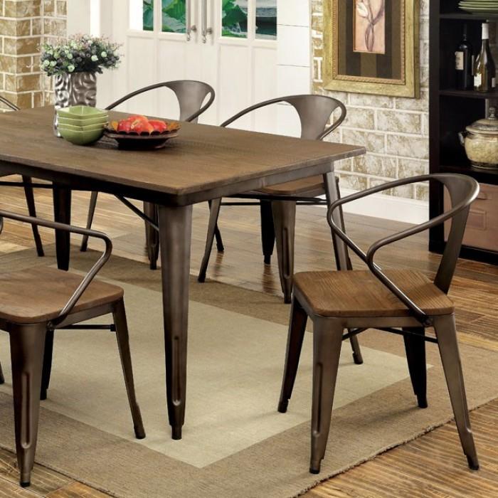 

    
Industrial Dark Oak & Dark Bronze Dining Table Furniture of America CM3529T Cooper
