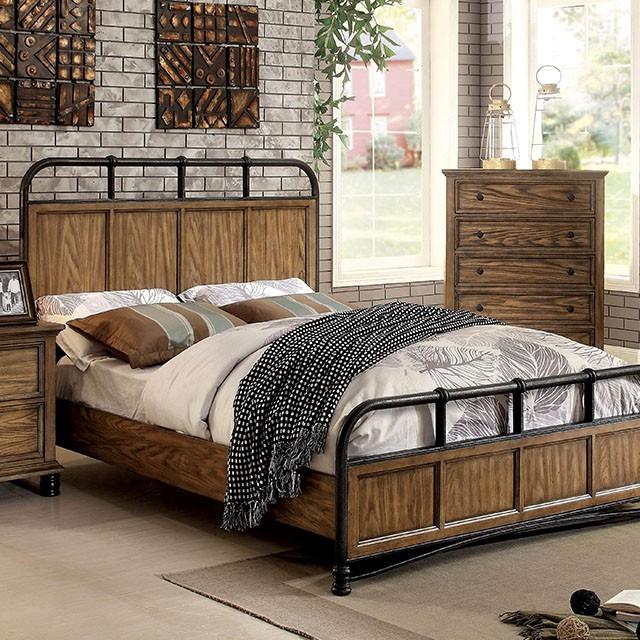 

    
Industrial Dark Oak Solid Wood California King Platform Bed Furniture of America Mcville CM7558-CK
