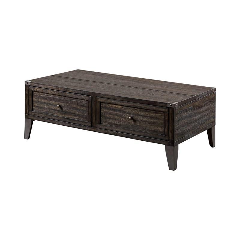 

    
Industrial Dark Oak Solid Wood Coffee Table Furniture of America CM4387C Piedmont
