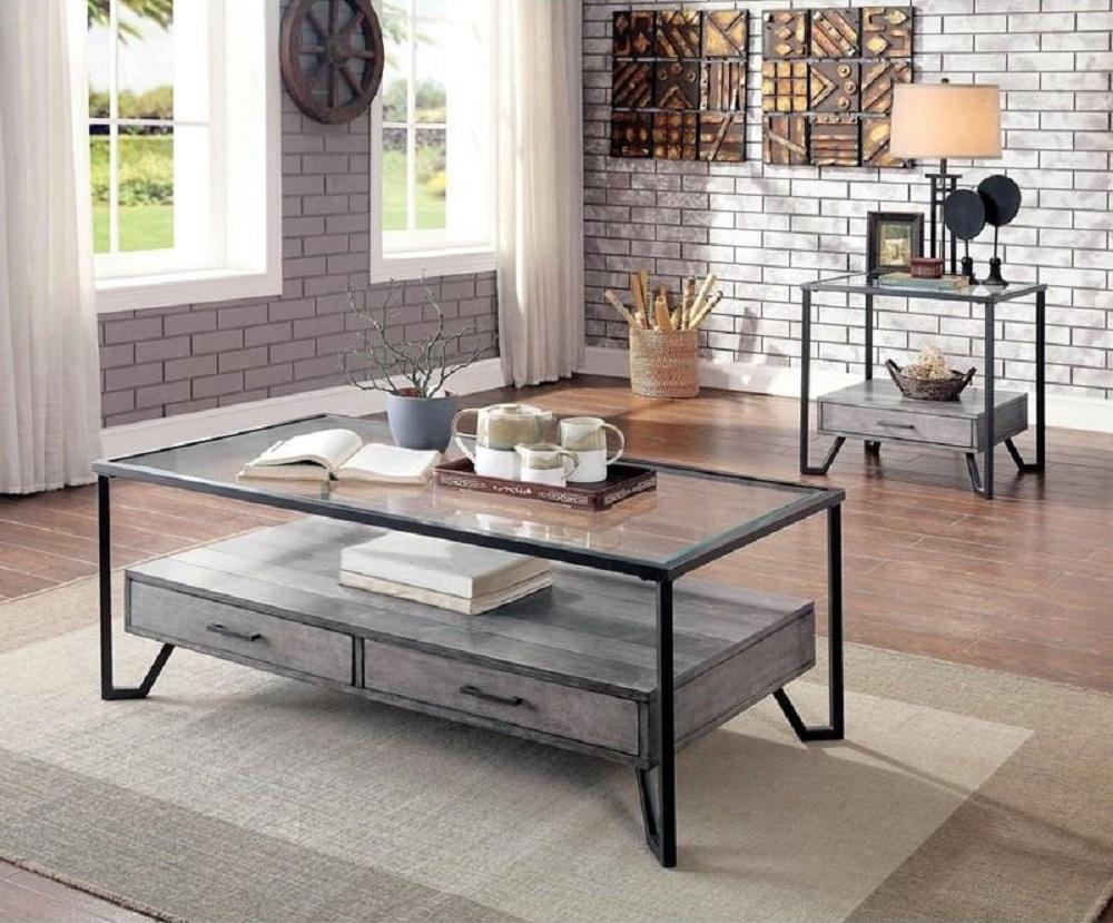 Transitional Coffee Table and 2 End Tables CM4348C-3PC Ponderay CM4348C-3PC in Gray 