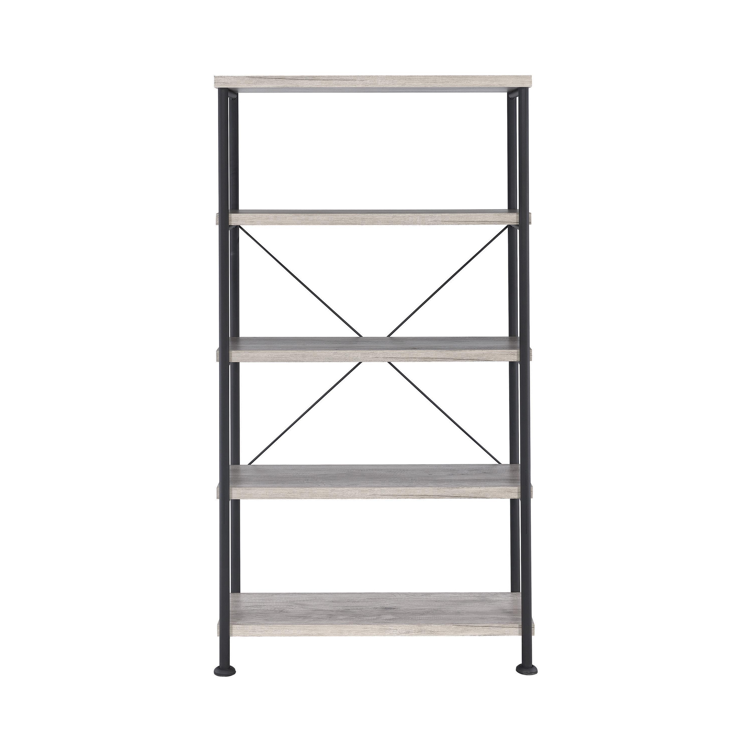 

    
Industrial Gray Driftwood Metal Bookcase Coaster 801546 Analiese
